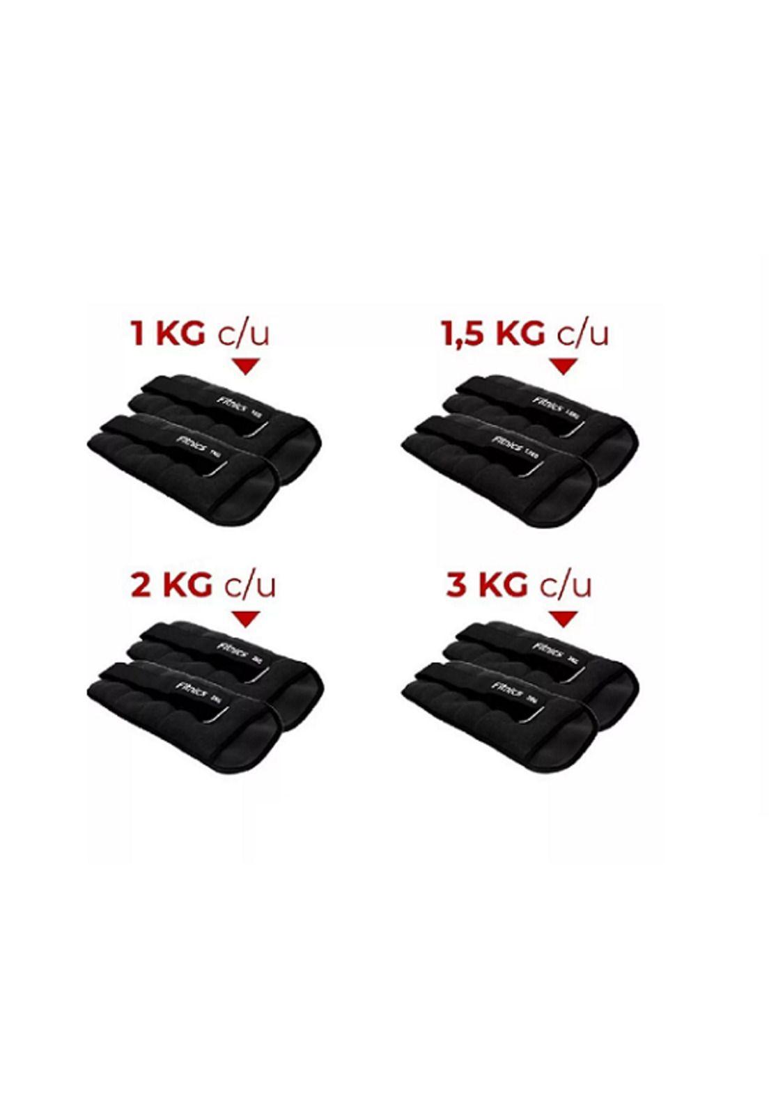 Set de 2 Pesas de Tobillo Muñeca Tobillera 2kg cada una Total 4kg Negro-4