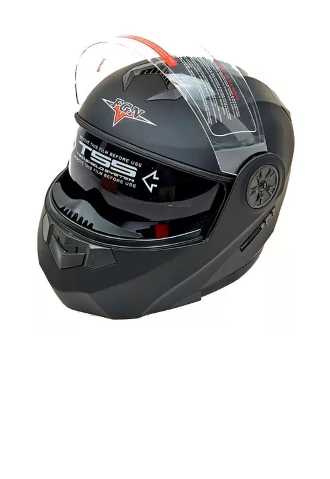 Casco para moto FGN 862, negro brillante abatible, talla M-0