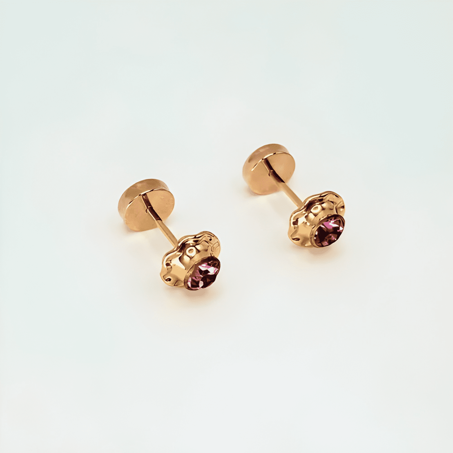 Aros Para Bebé Y Niña Abridores De Oro 14k, Piedra Circón-0