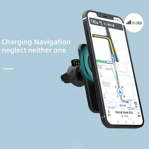 Cargador y soporte inalámbrico para iPhone MagSafe auto negro-6