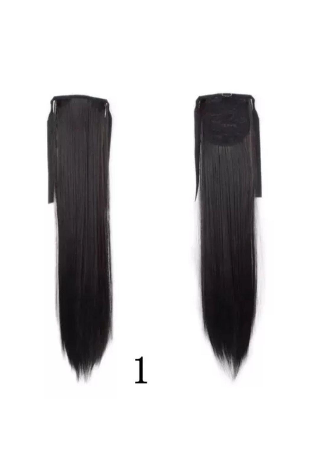 Postizos de extensiones de cola, fibra Kanekalon, pelo liso-2