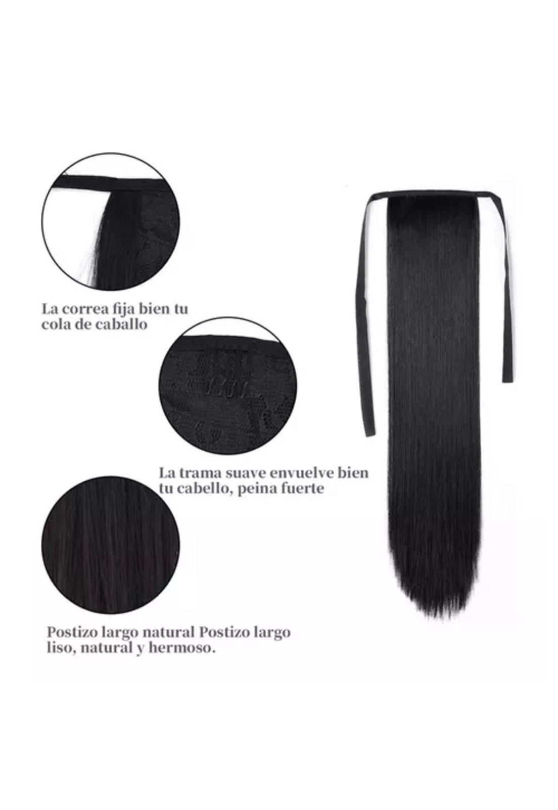 Postizos de extensiones de cola, fibra Kanekalon, pelo liso-3
