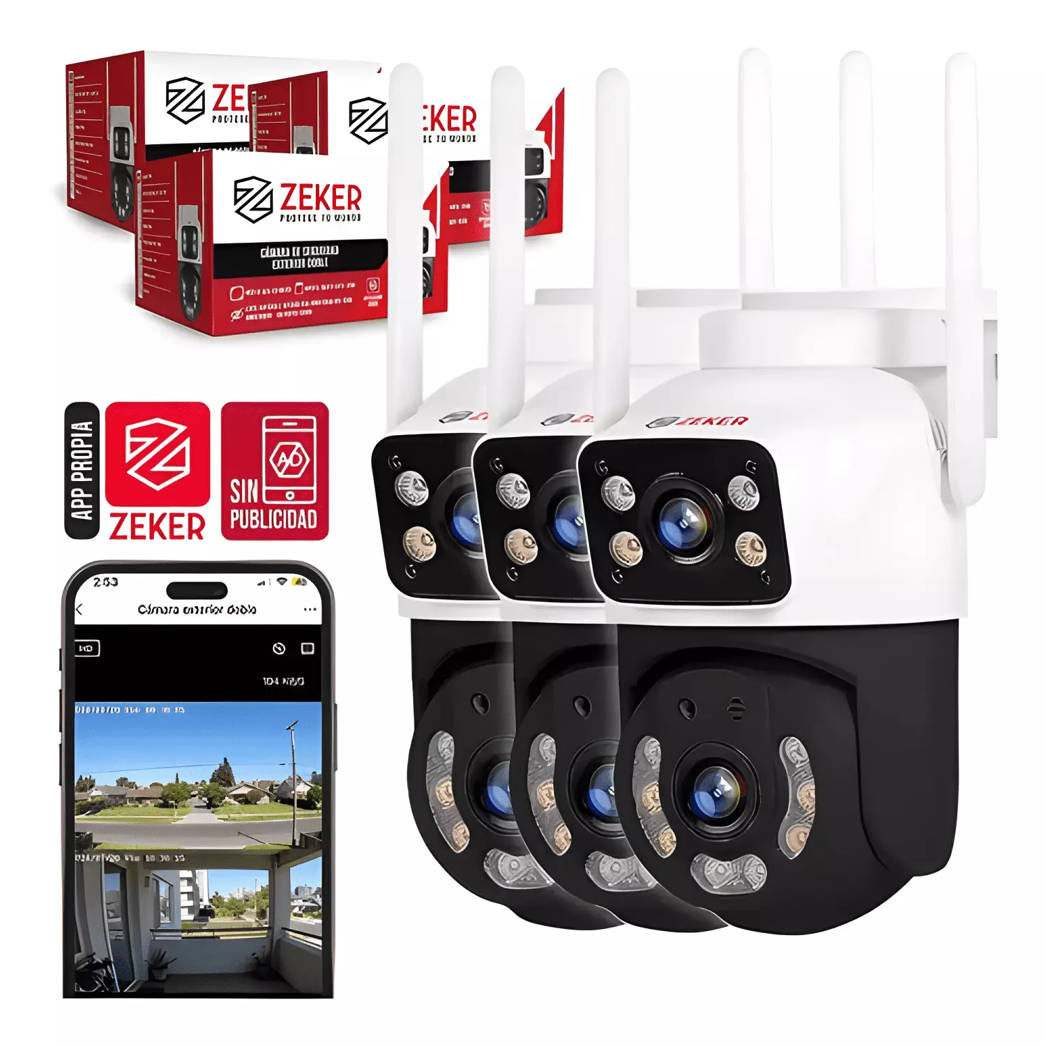 Pack X3 Cámara de Seguridad 2.4g Zeker Doble 4mp IV-0