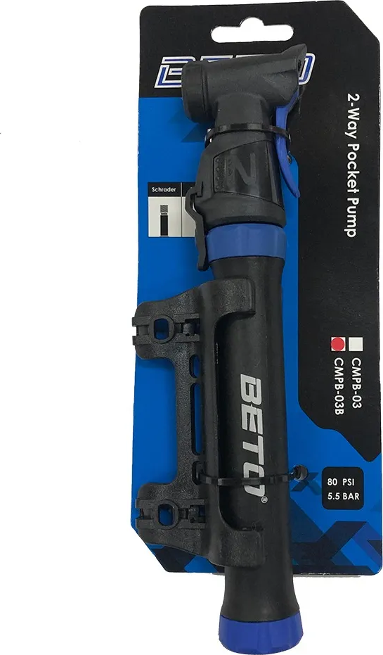 Minibomba de aire para bicicleta con boquilla tipo bola Beto de doble acción, color negro-4