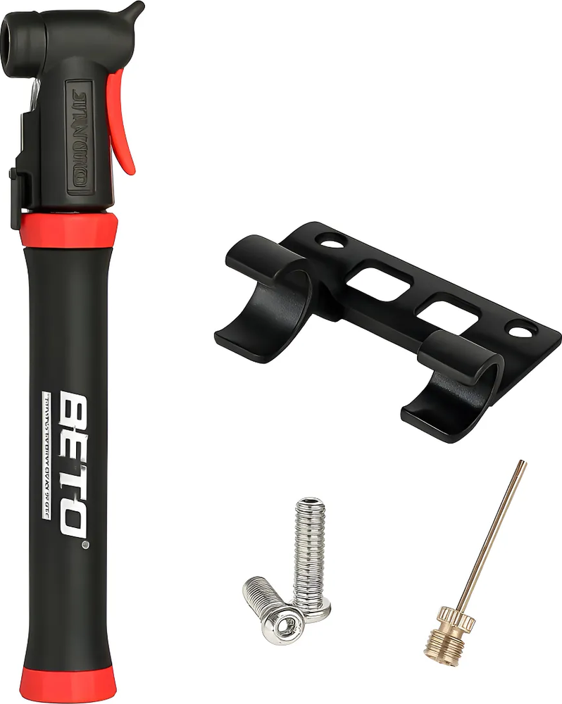 Minibomba de aire para bicicleta con boquilla tipo bola Beto de doble acción, color negro-5