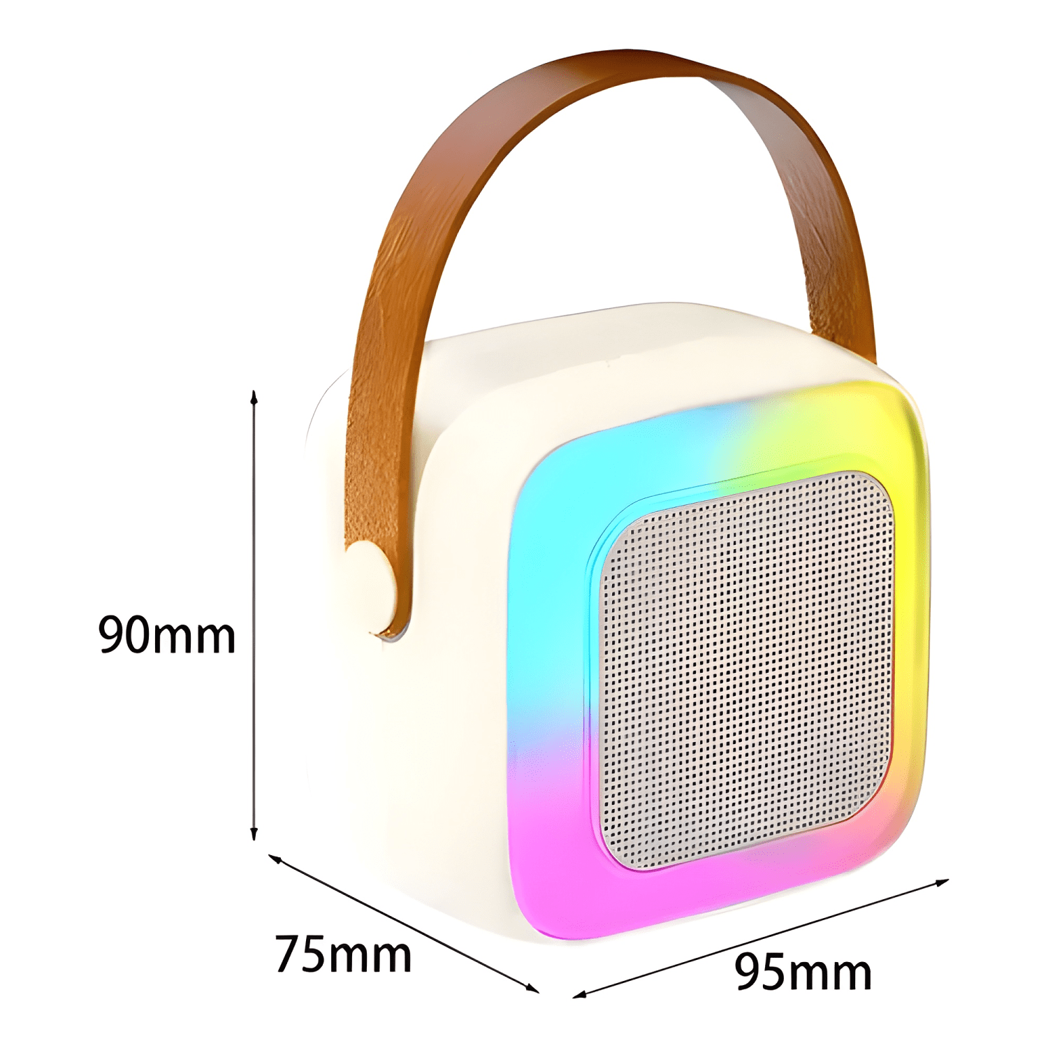 Parlante karaoke portátil mini micrófono inalámbrico Beige-4