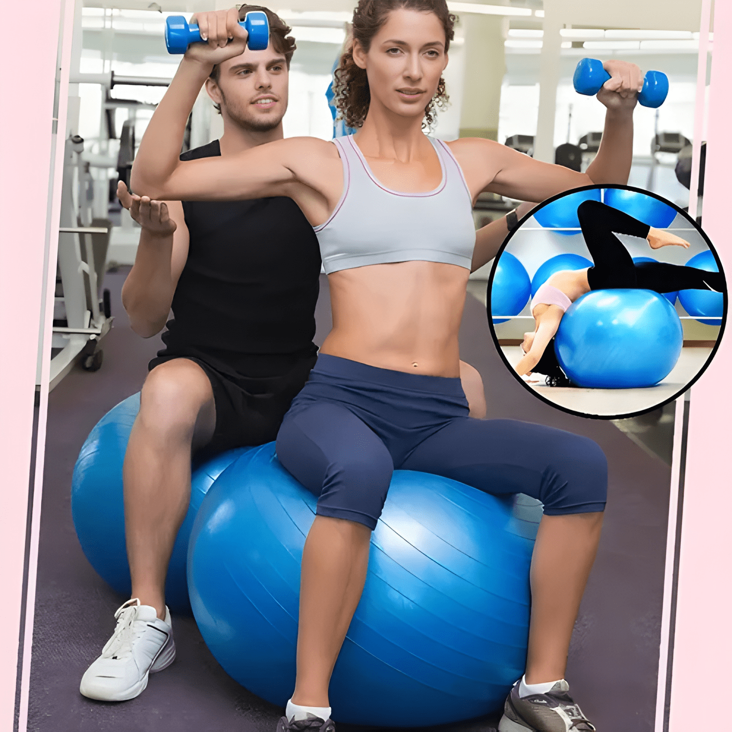 Pelota balón yoga pilates con inflador rakrose 55 cm Azul-2