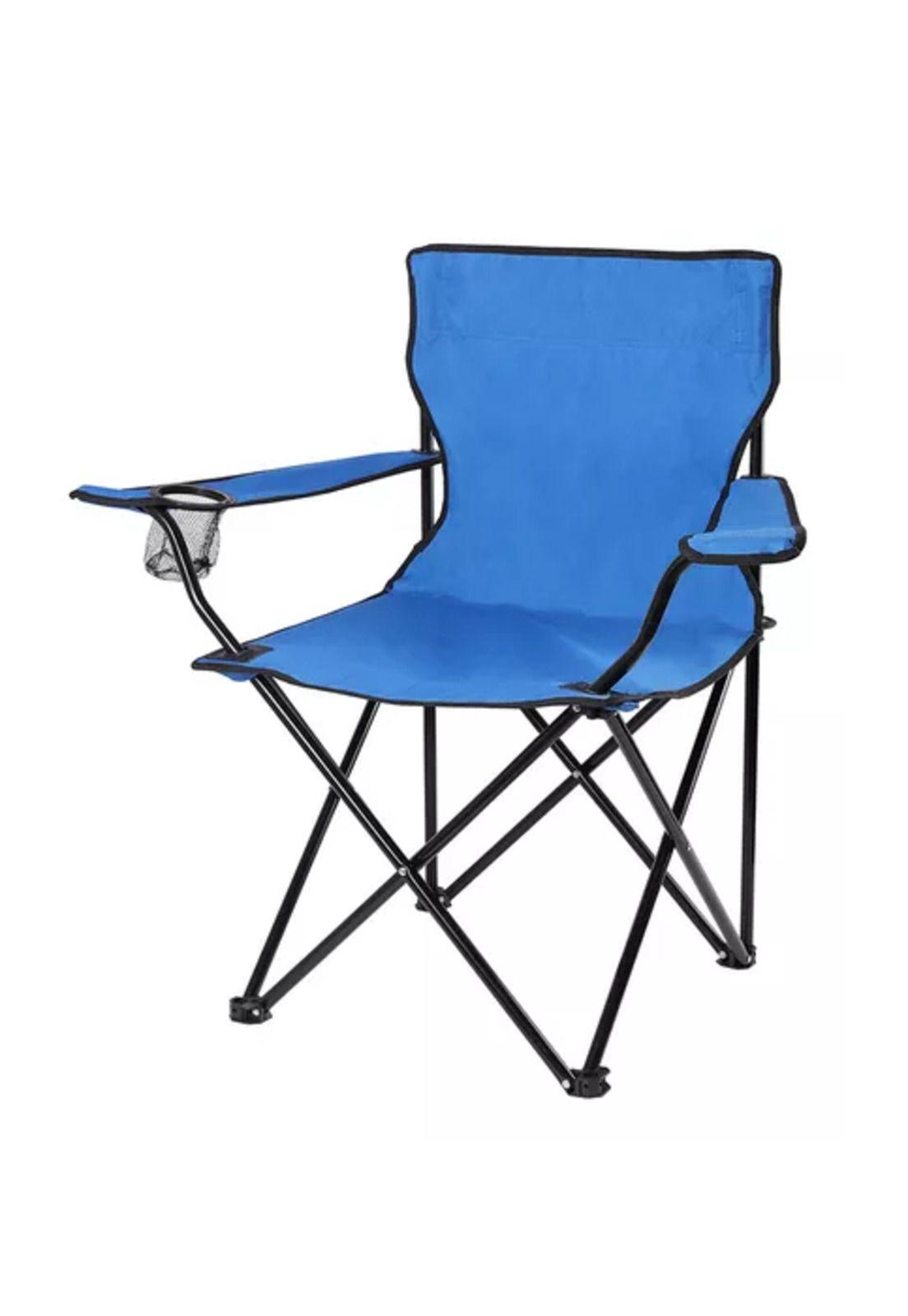 Silla plegable con porta vaso color celeste-0