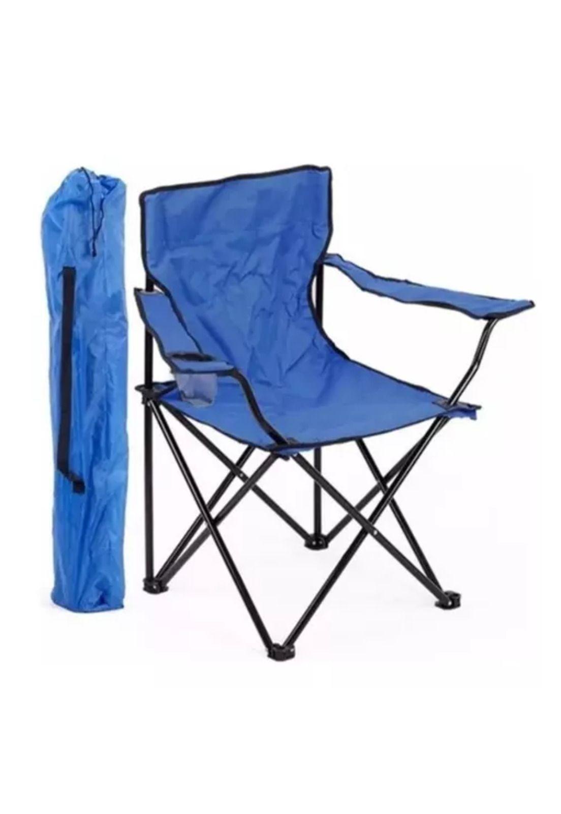 Silla plegable con porta vaso color celeste-1
