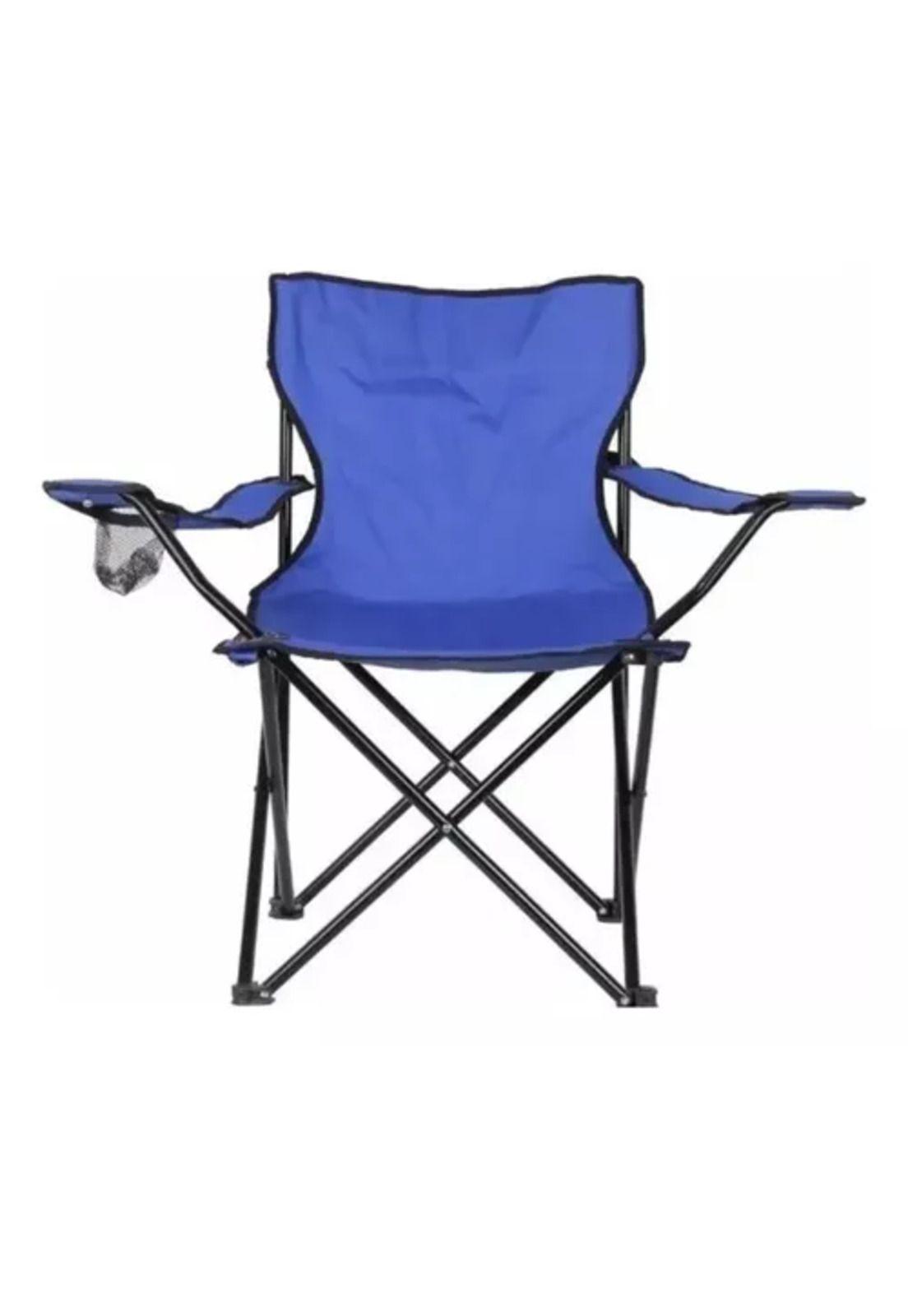 Silla plegable con porta vaso color celeste-3
