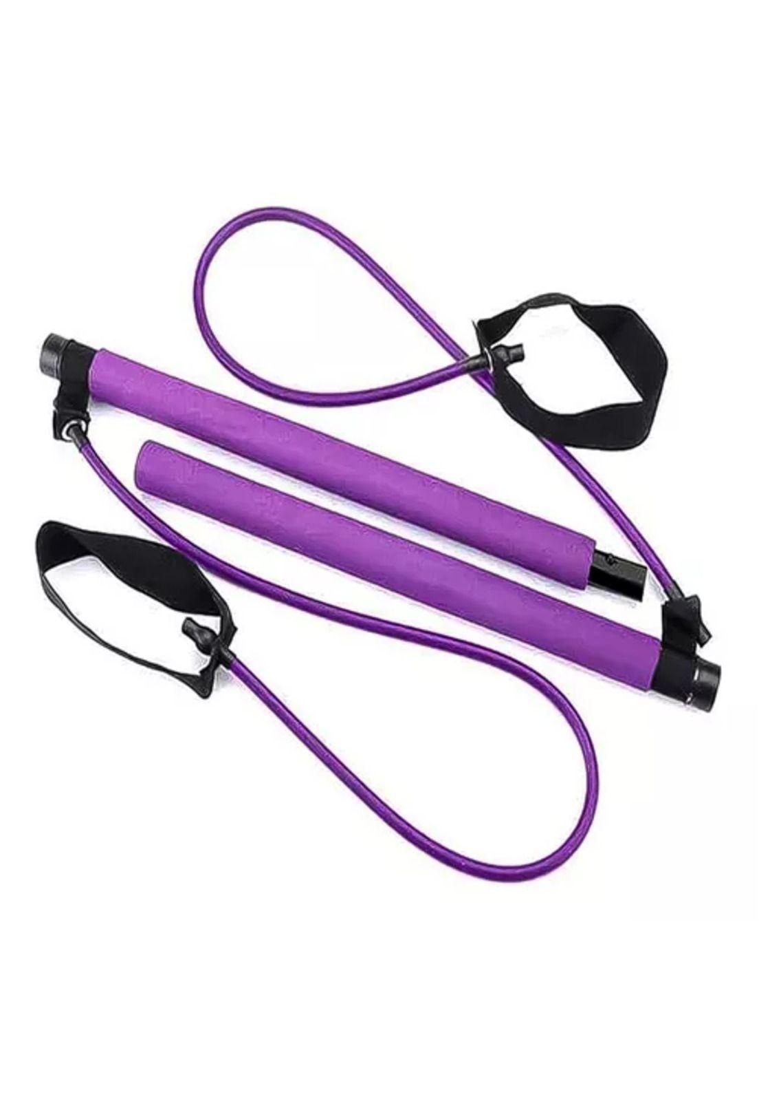 Barra de Pilates con bandas elásticas de resistencia, yoga, color morado-4