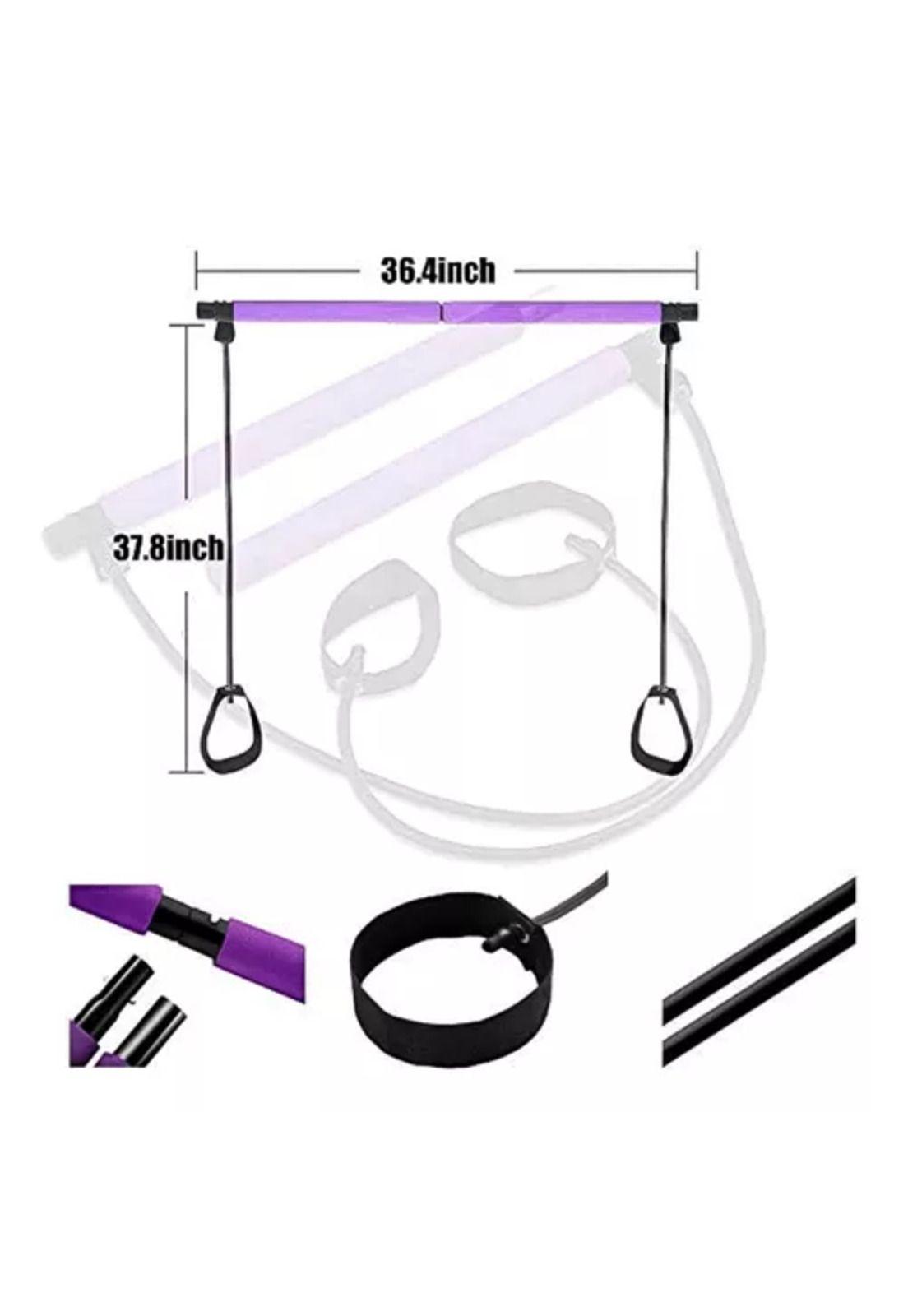Barra de Pilates con bandas elásticas de resistencia, yoga, color morado-5