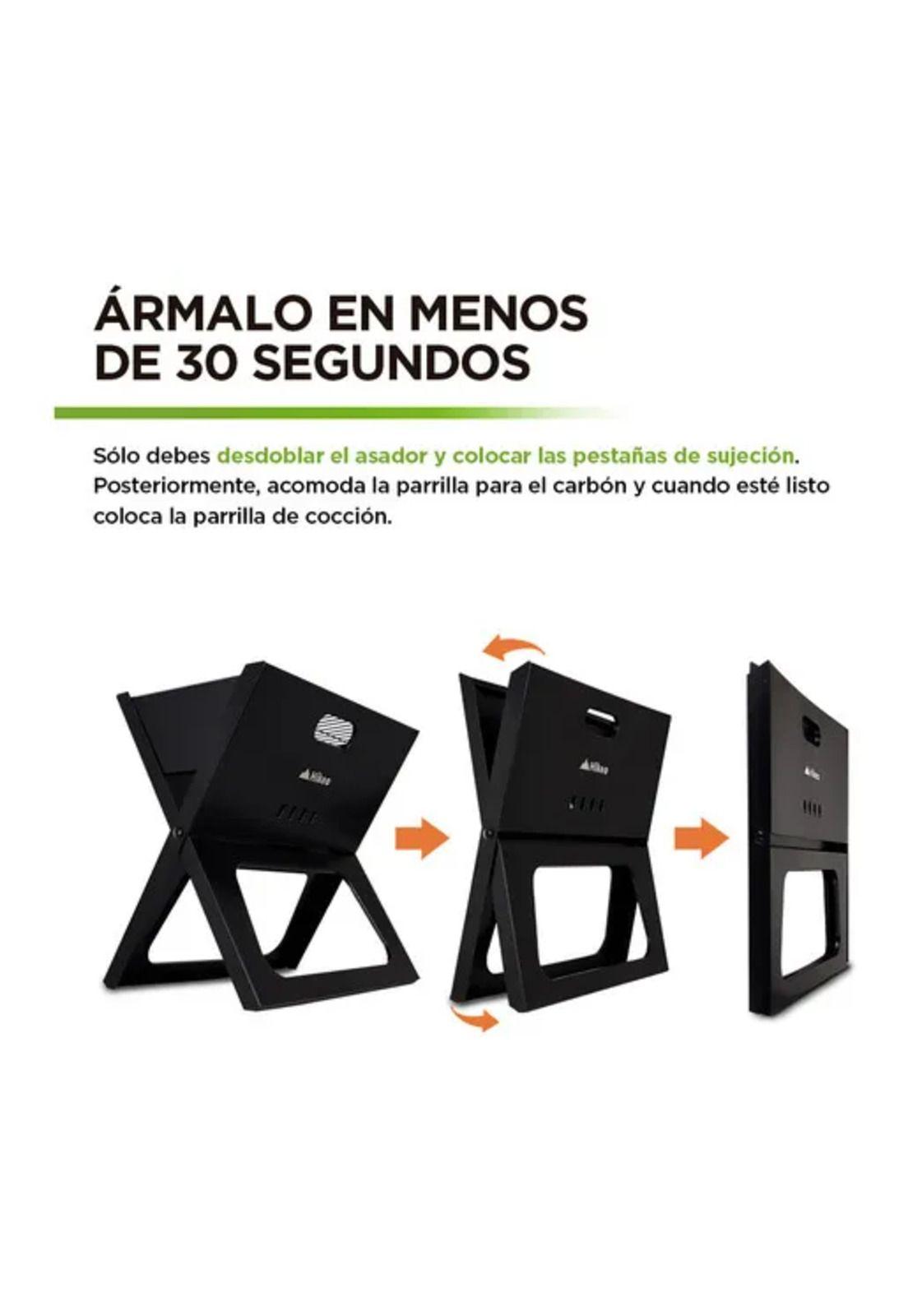 Parrillera plegable de carbón portátil para asados color negro-2