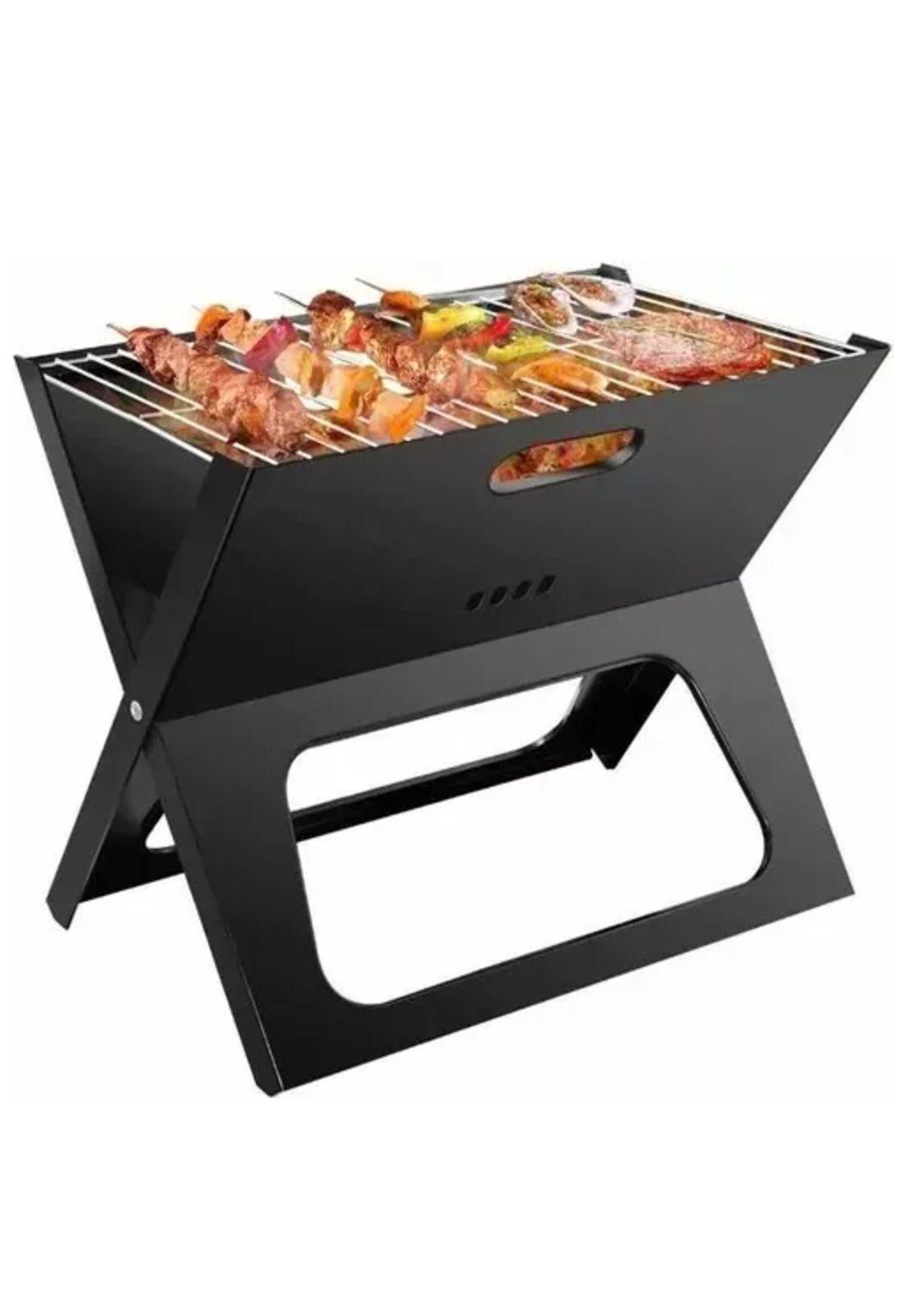 Parrillera plegable de carbón portátil para asados color negro-4