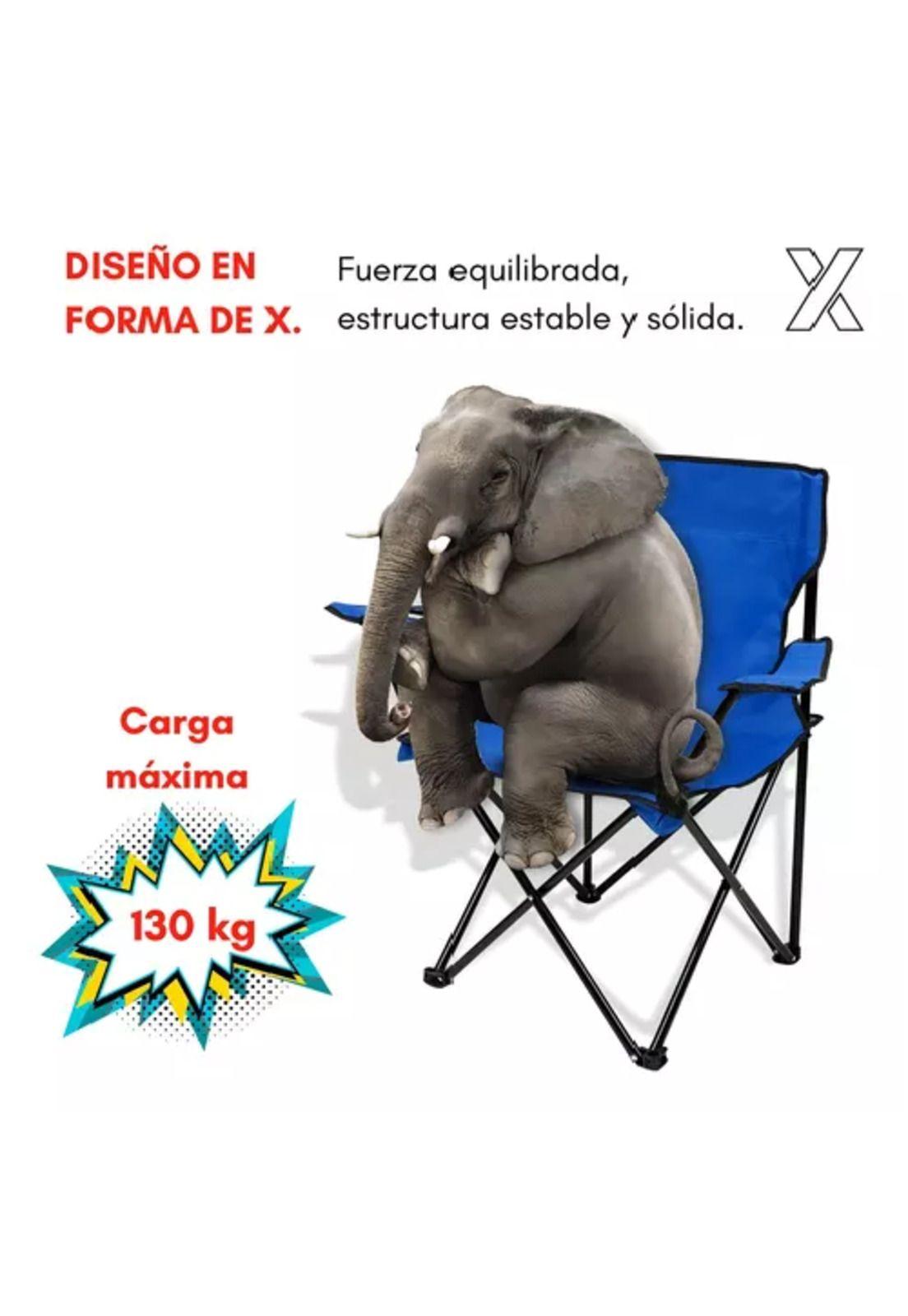 Silla plegable de camping para picnic y playa azul-7