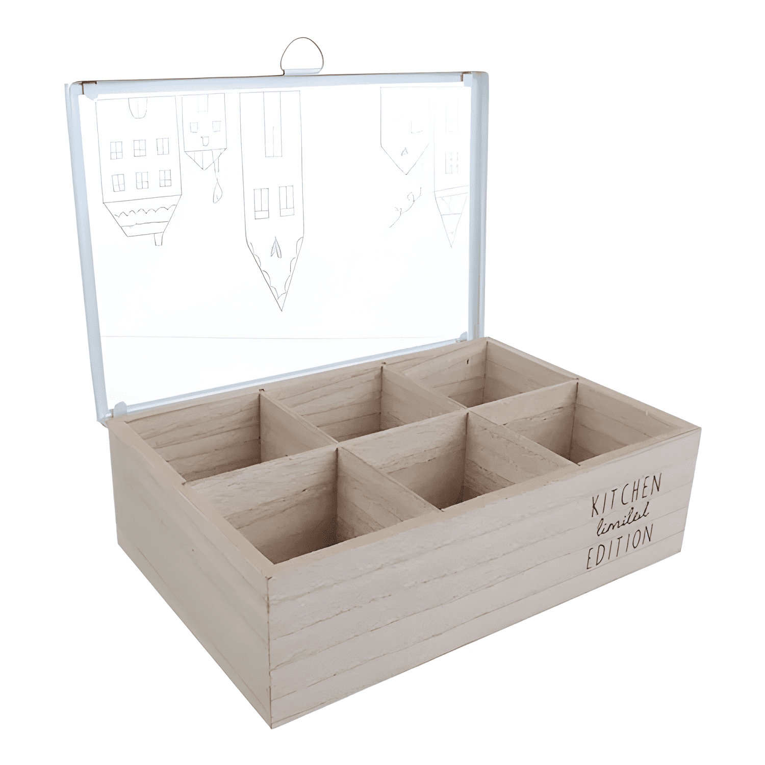 Caja de té City Love 6 divisiones 24x17x7cm-0