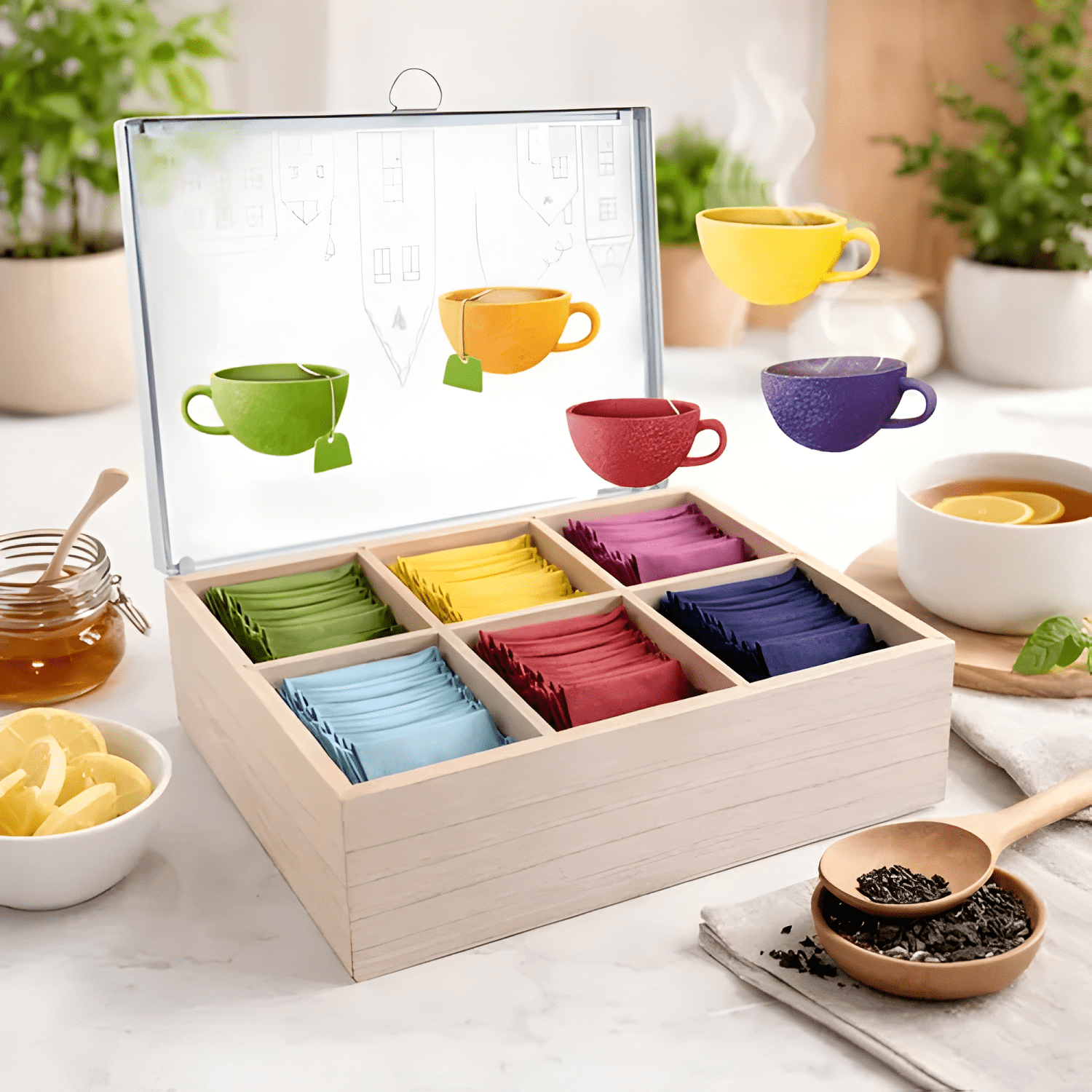 Caja de té City Love 6 divisiones 24x17x7cm-2