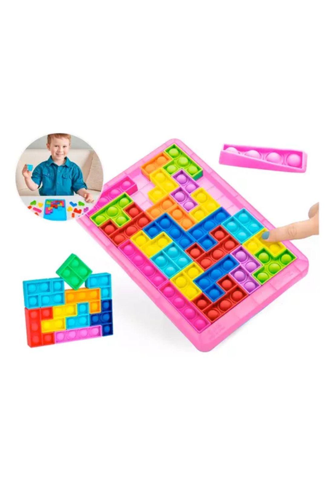 Juego Pop It rompecabeza burbujas bloques Tetris puzzle, rosado-0