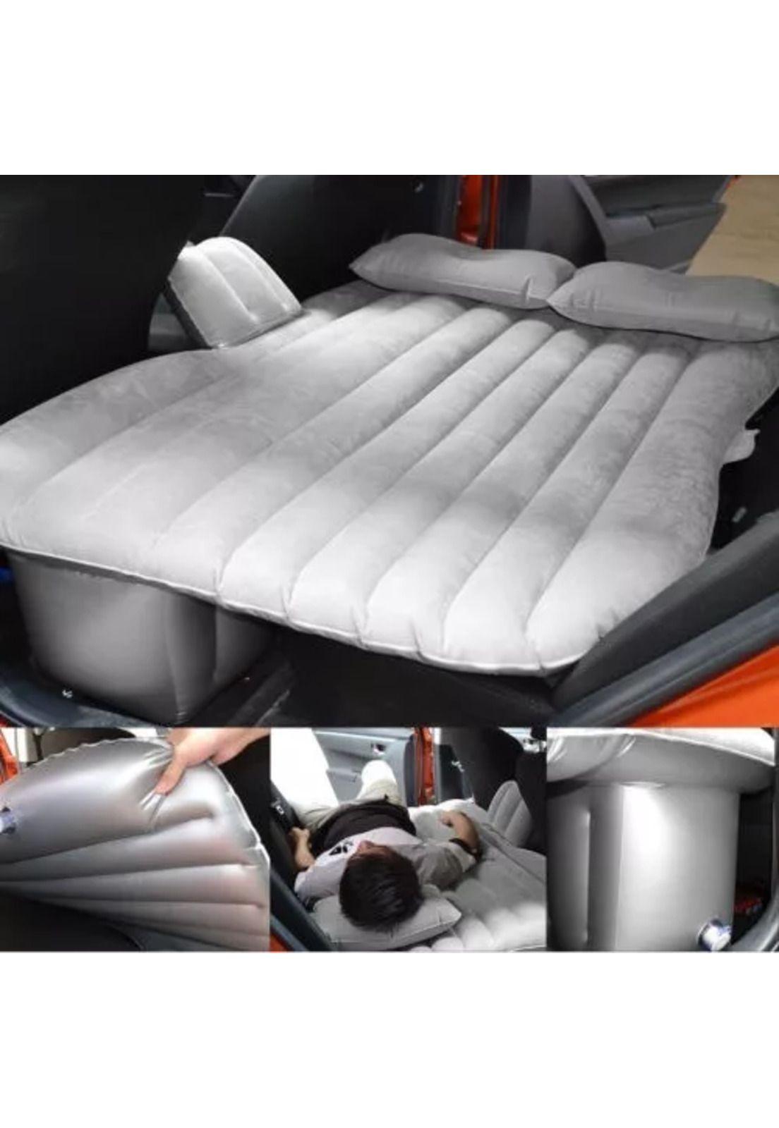 Colchón inflable con compresor 12V y 2 almohadas para auto, color gris-3