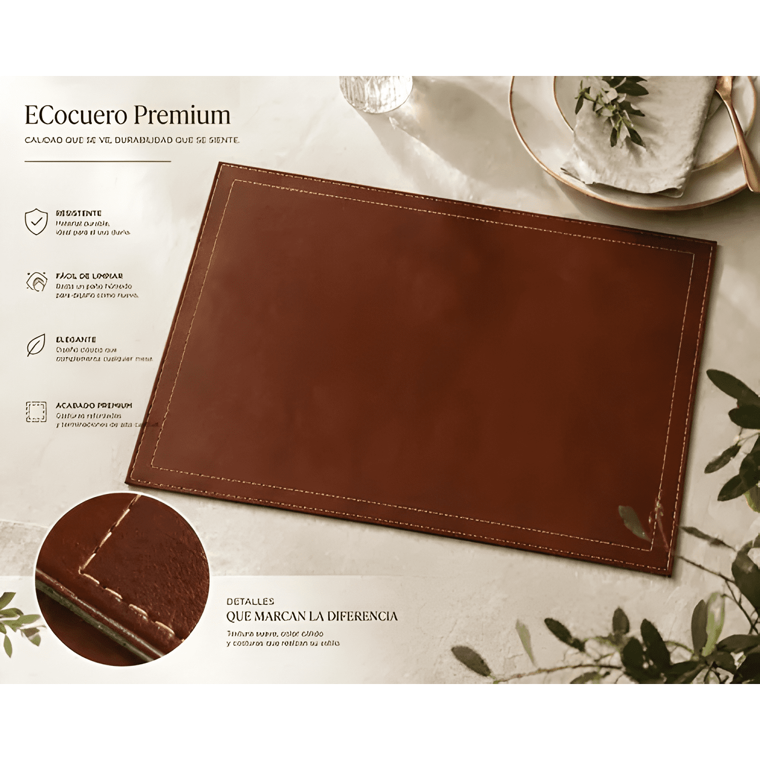 Individuales de mesa ecocuero rígido 40x30 CM pack set 6 #2-3