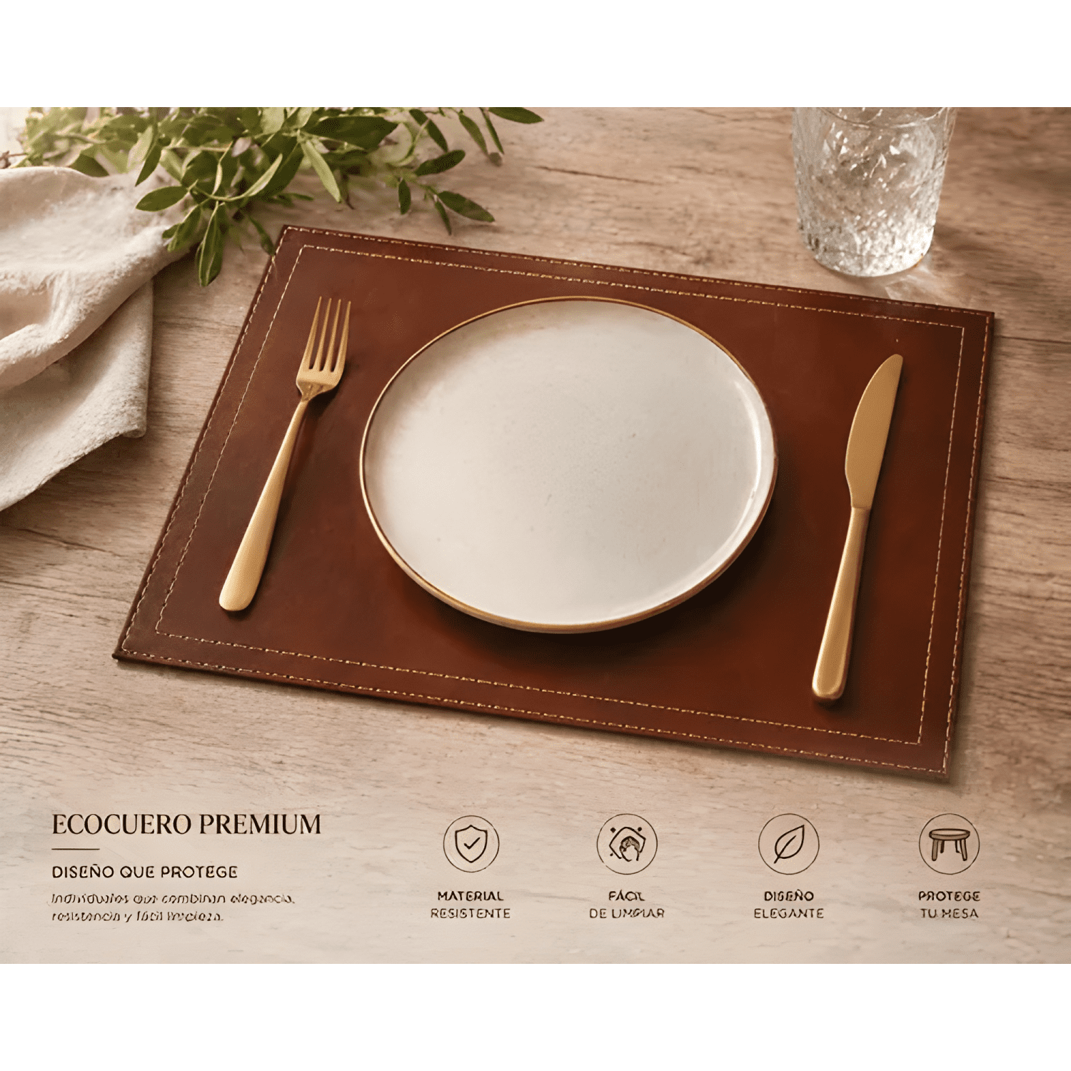 Individuales de mesa ecocuero rígido 40x30 CM pack set 6 #2-4