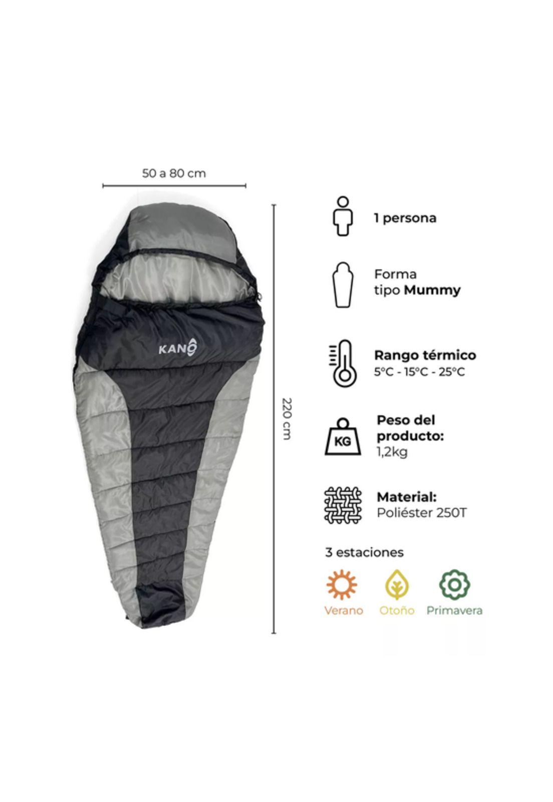 Saco de dormir Kano +5ºC / +15ºC 3 estaciones 1.2 kg gris-5