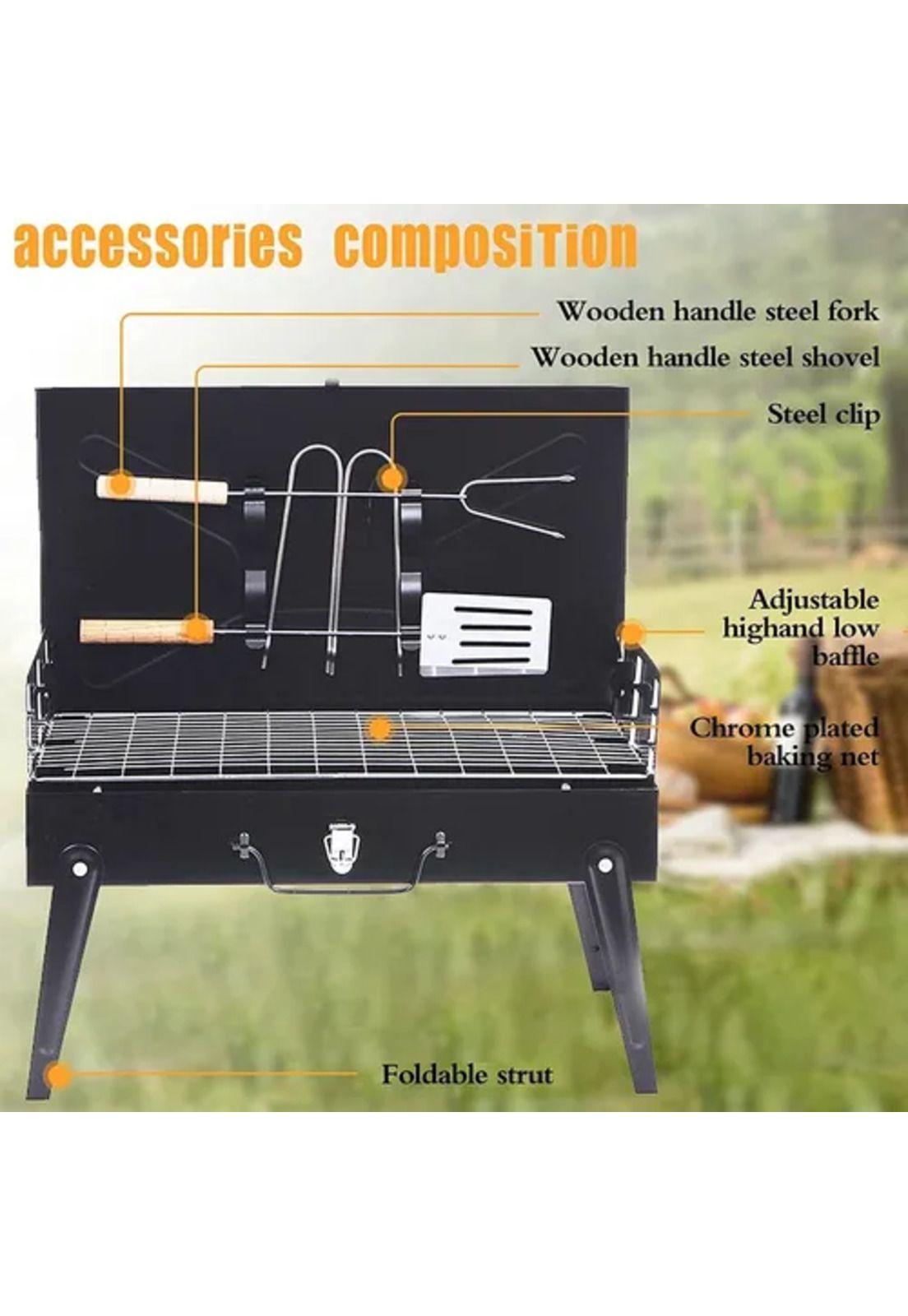 Parrilla asador de carbón plegable mini portátil para aire libre-4