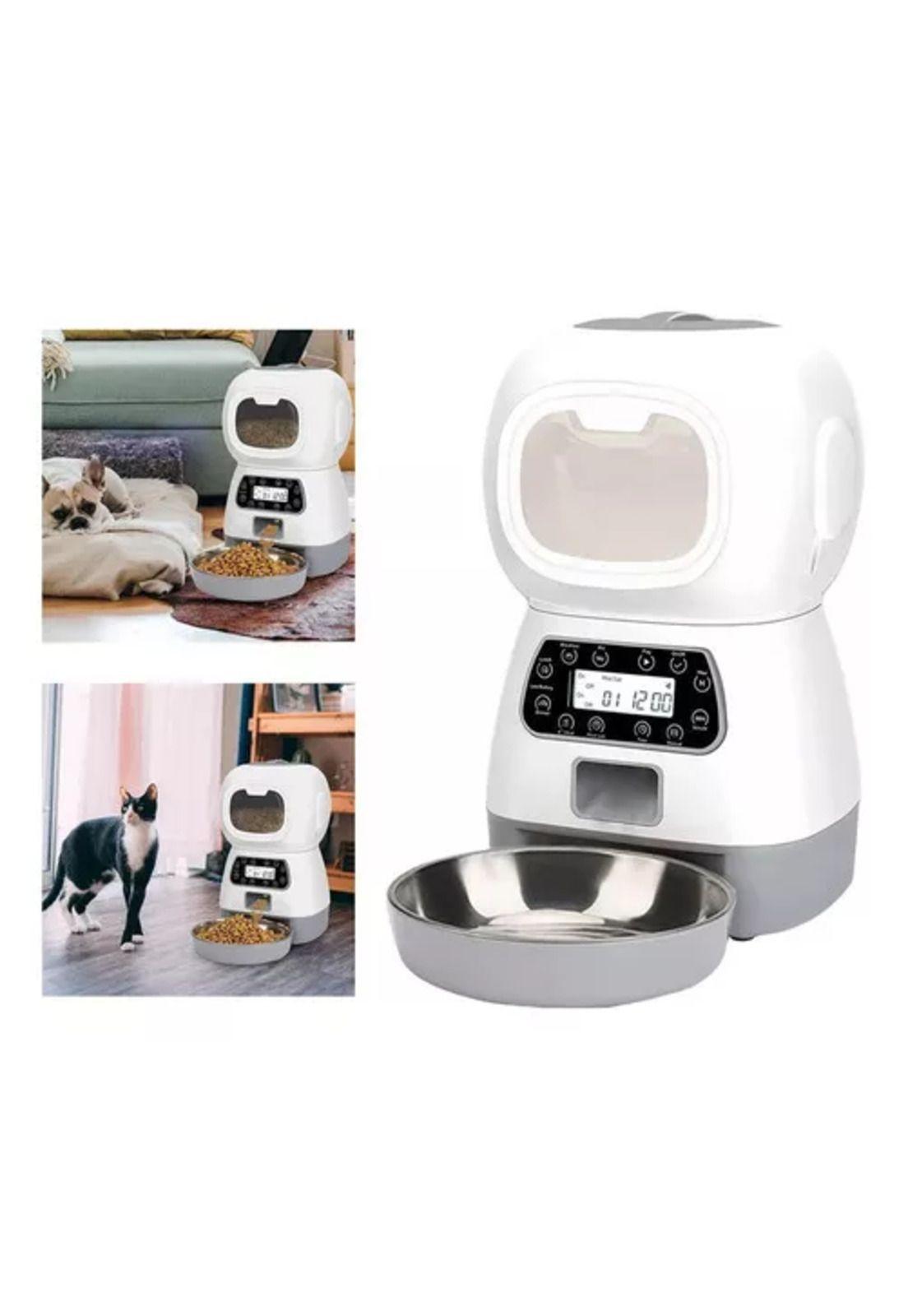 Dispensador automático de alimentos para mascotas, color blanco-3