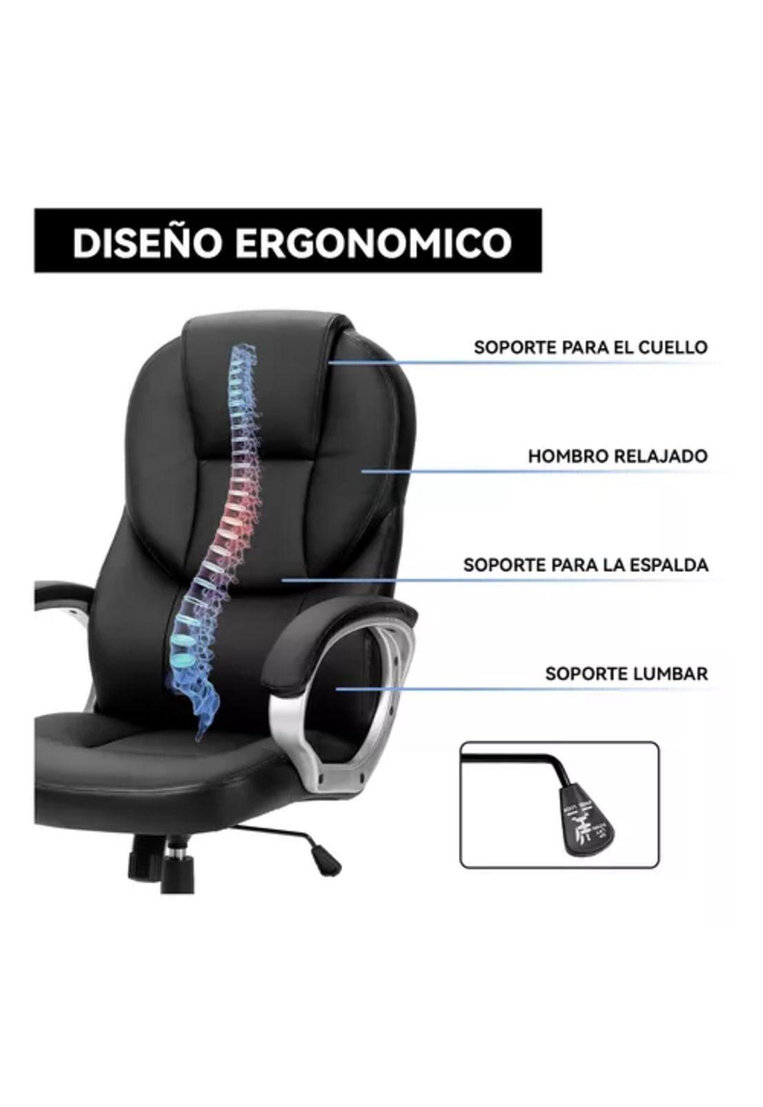 Silla de escritorio ejecutiva Emilia premium cuero color negro-3
