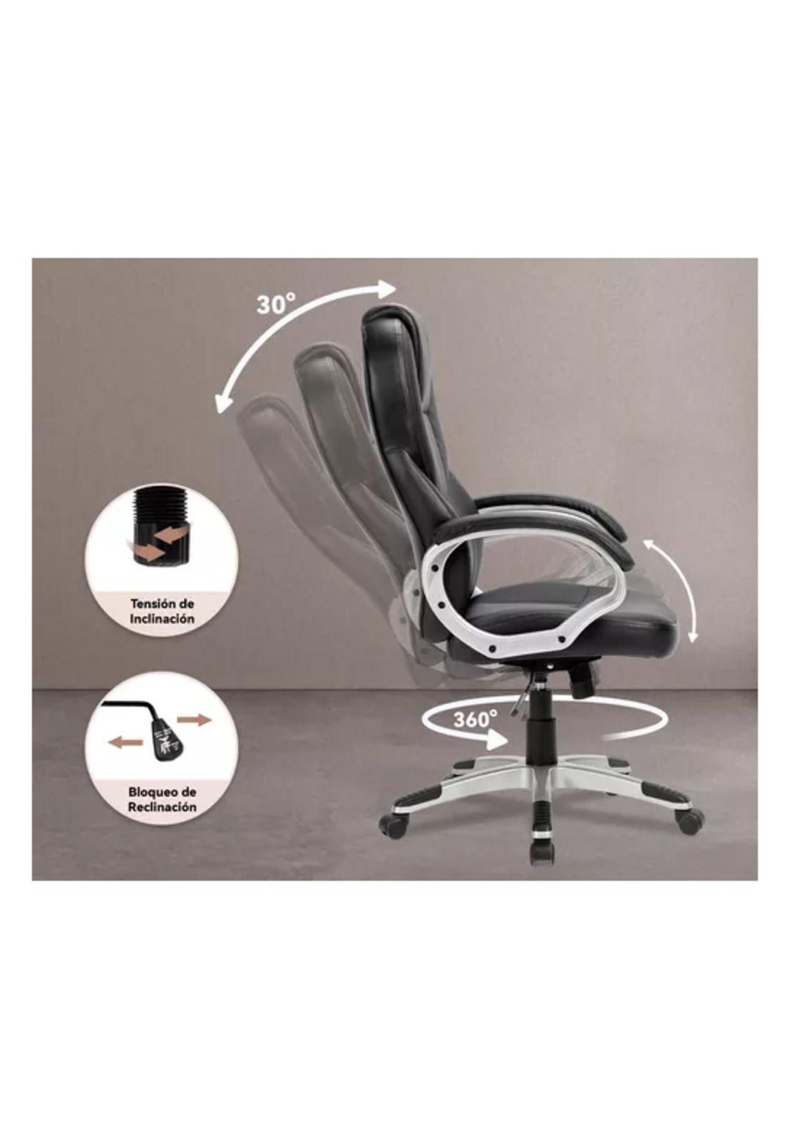 Silla de escritorio ejecutiva Emilia premium cuero color negro-5