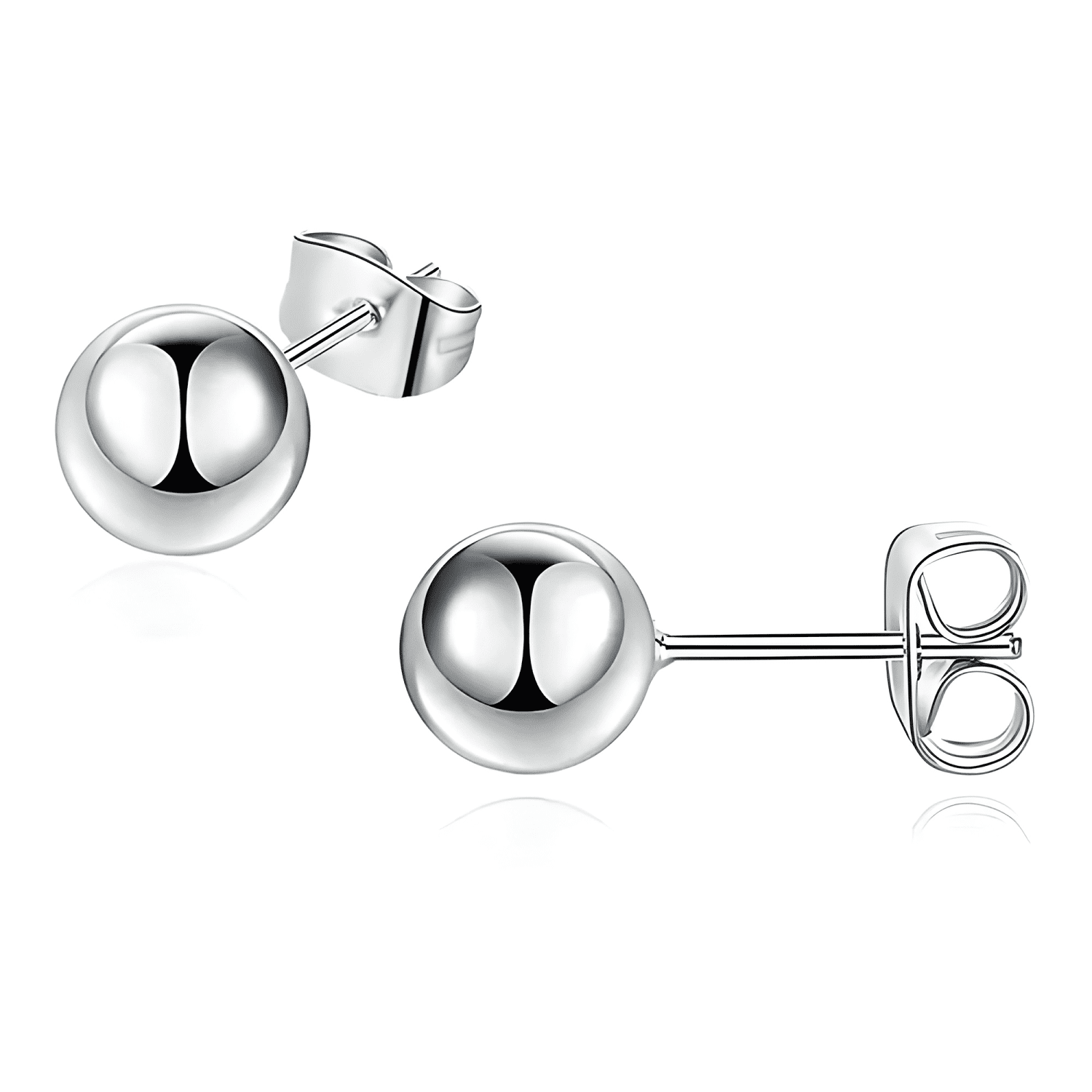 Aros De Plata 925 Perlas Bolitas Plateado-0