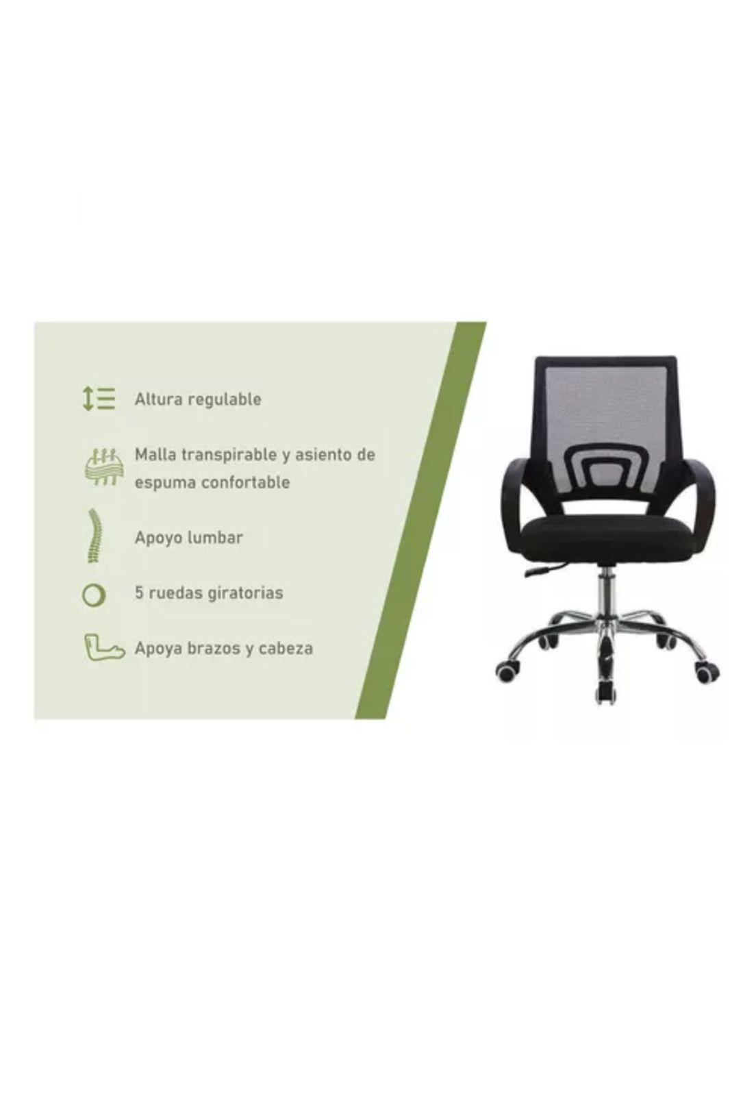 Silla de escritorio ergonómica Lumax Ezri con tapizado de mesh negra-3