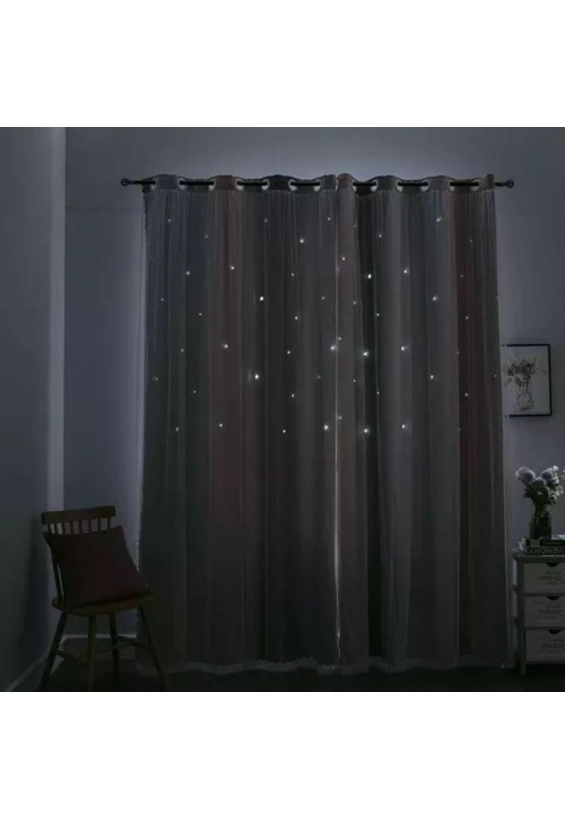 Cortina Blackout 2 Paños 132x210 cm Rosa y Gris-5