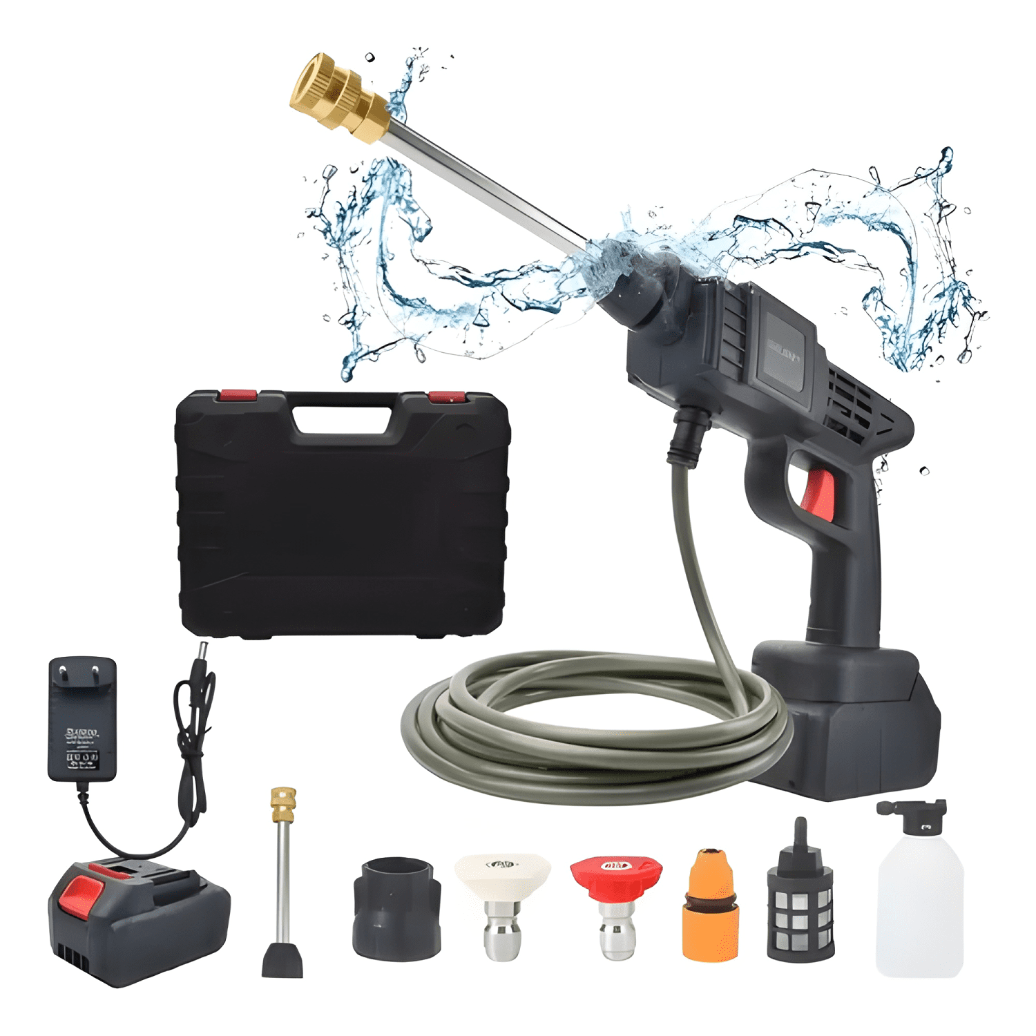 Hidrolavadora portátil 240W batería 30bar incluye accesorios-0