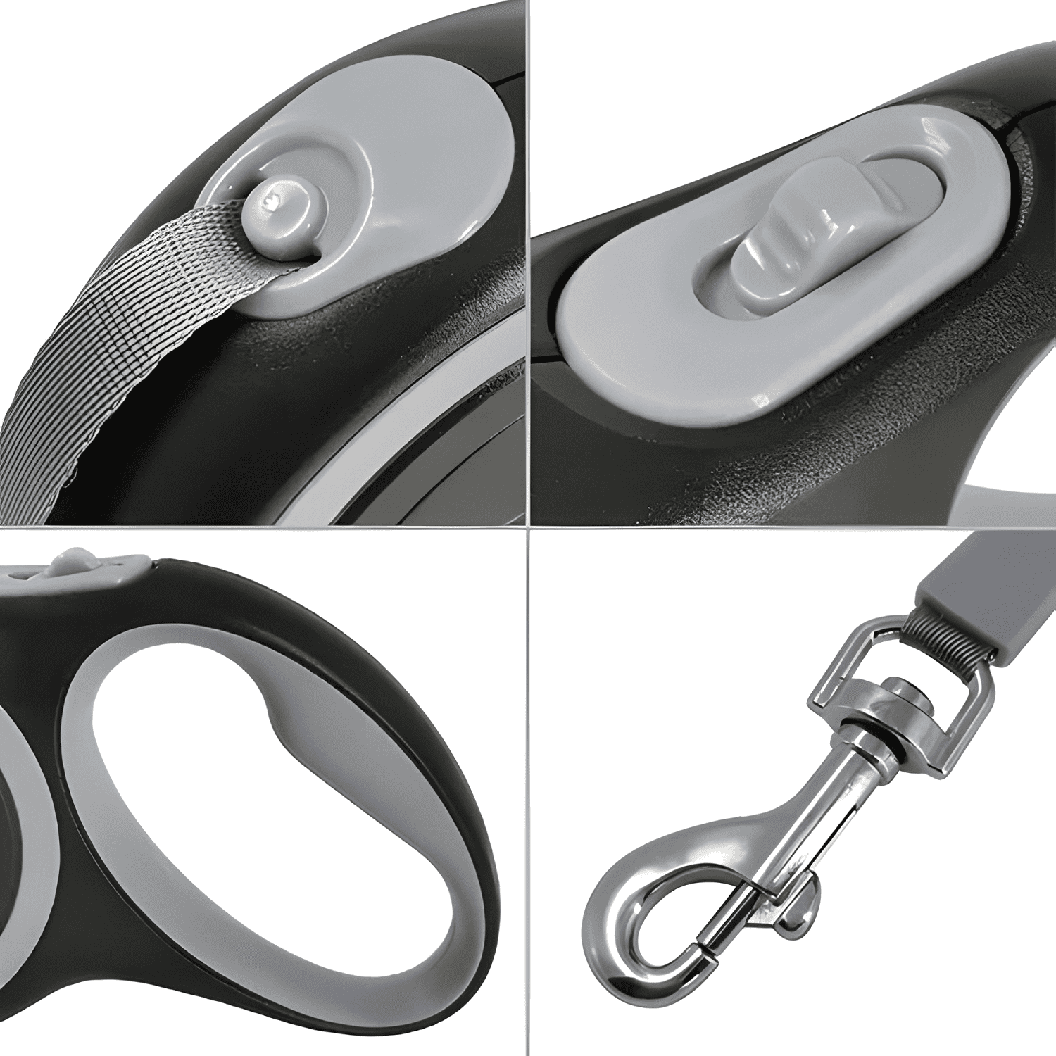 Correa de cable retráctil para perro 5m hasta 50kg Negro-4