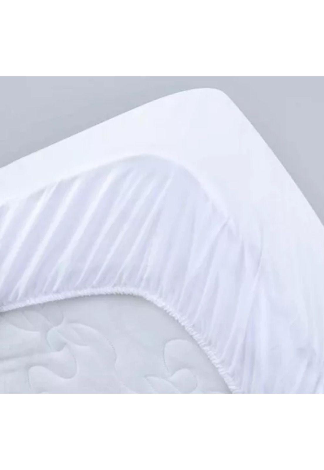Funda cubre colchón impermeable 1 plaza, 190x90+30 cm, color blanco-2