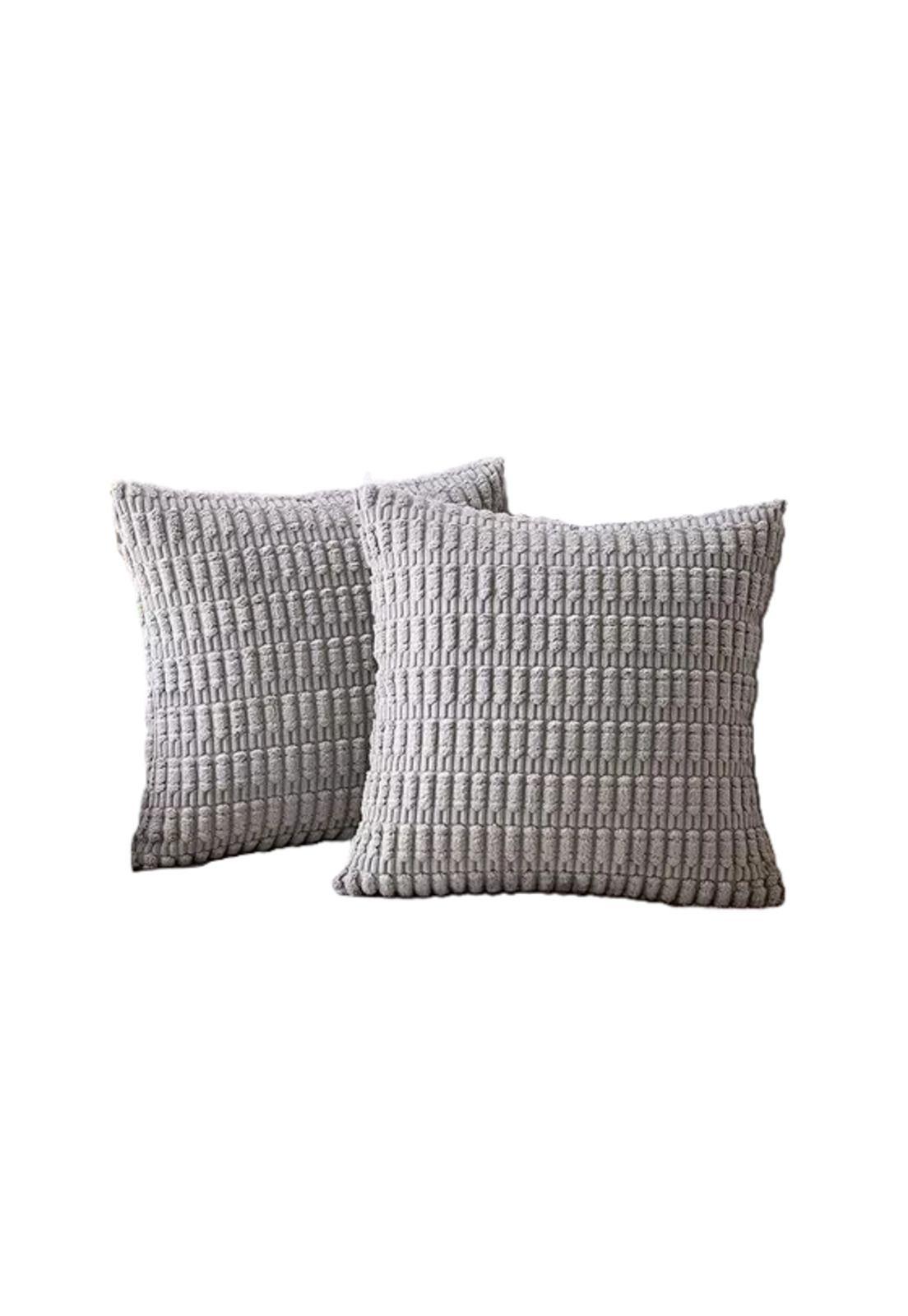 Pack de 2 Fundas de Almohadas Cojín 45x45 cm con Diseño Suave para Sillón y Cama Gris-0