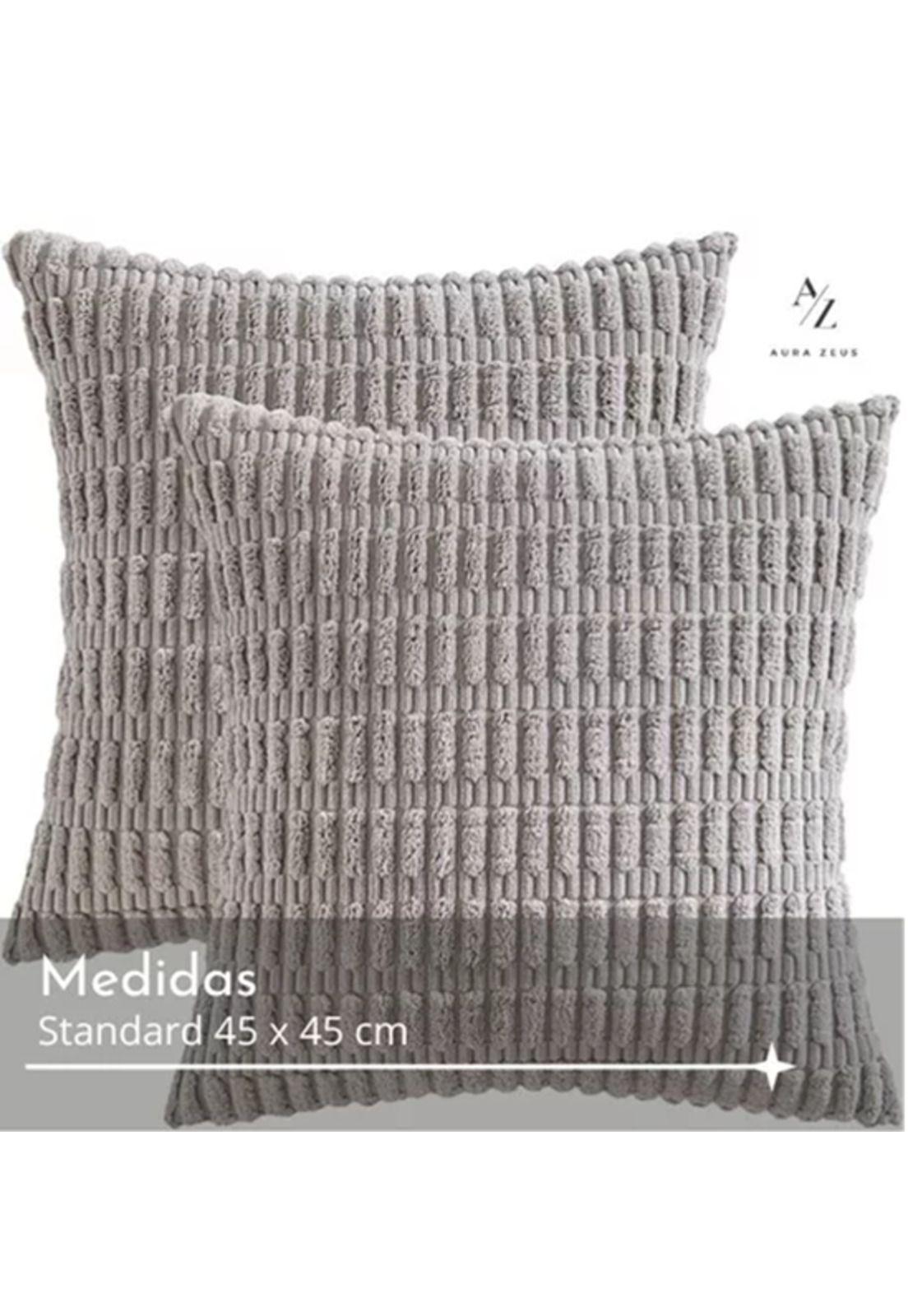 Pack de 2 Fundas de Almohadas Cojín 45x45 cm con Diseño Suave para Sillón y Cama Gris-1