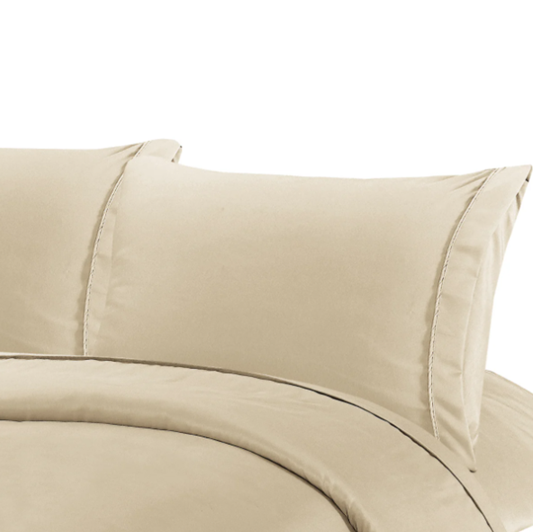 Juego sabanas 1 plaza 90x190 color beige-0