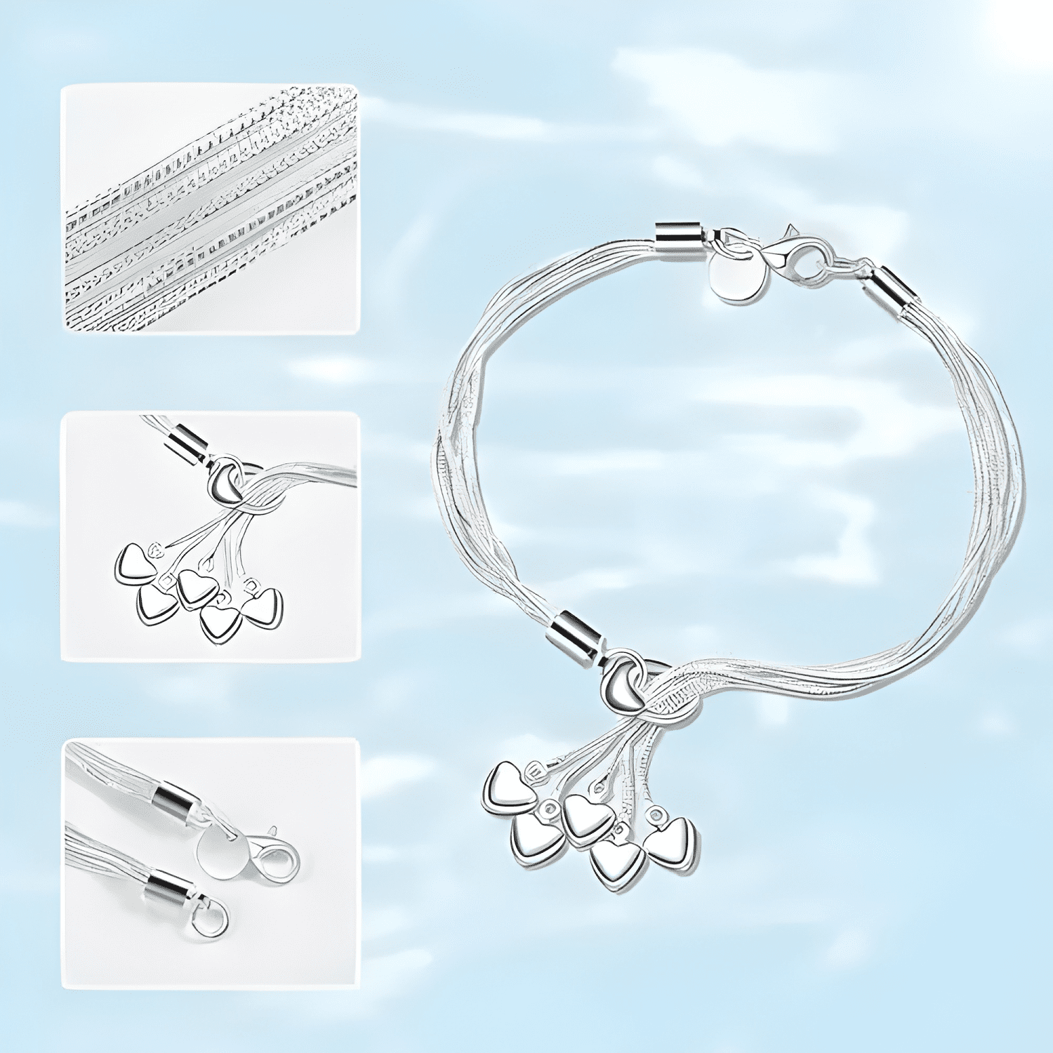 Pulsera mujer esclava brazalete plata 925 elegante #3-2