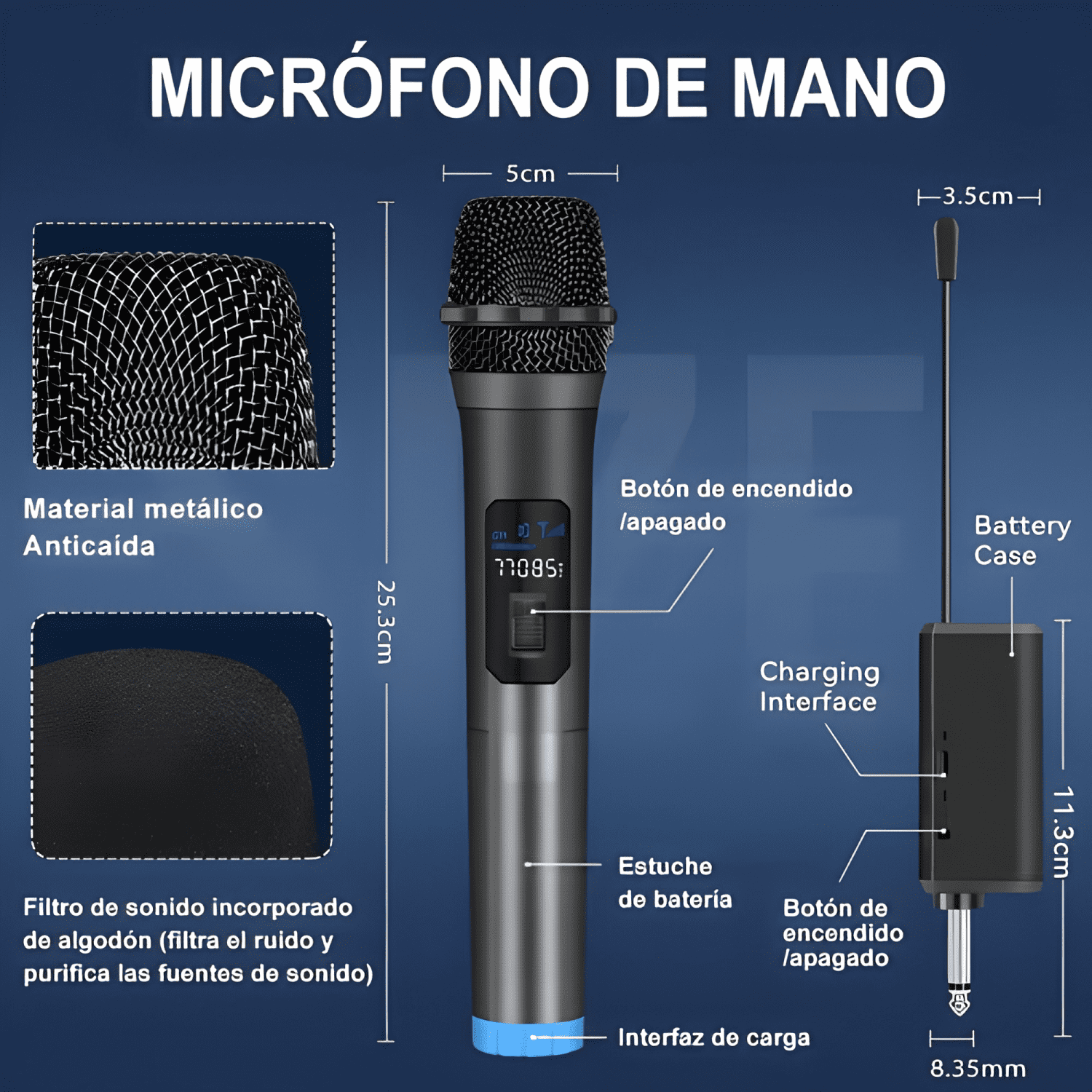 Universal micrófono inalámbrico profesional karaoke Negro-2