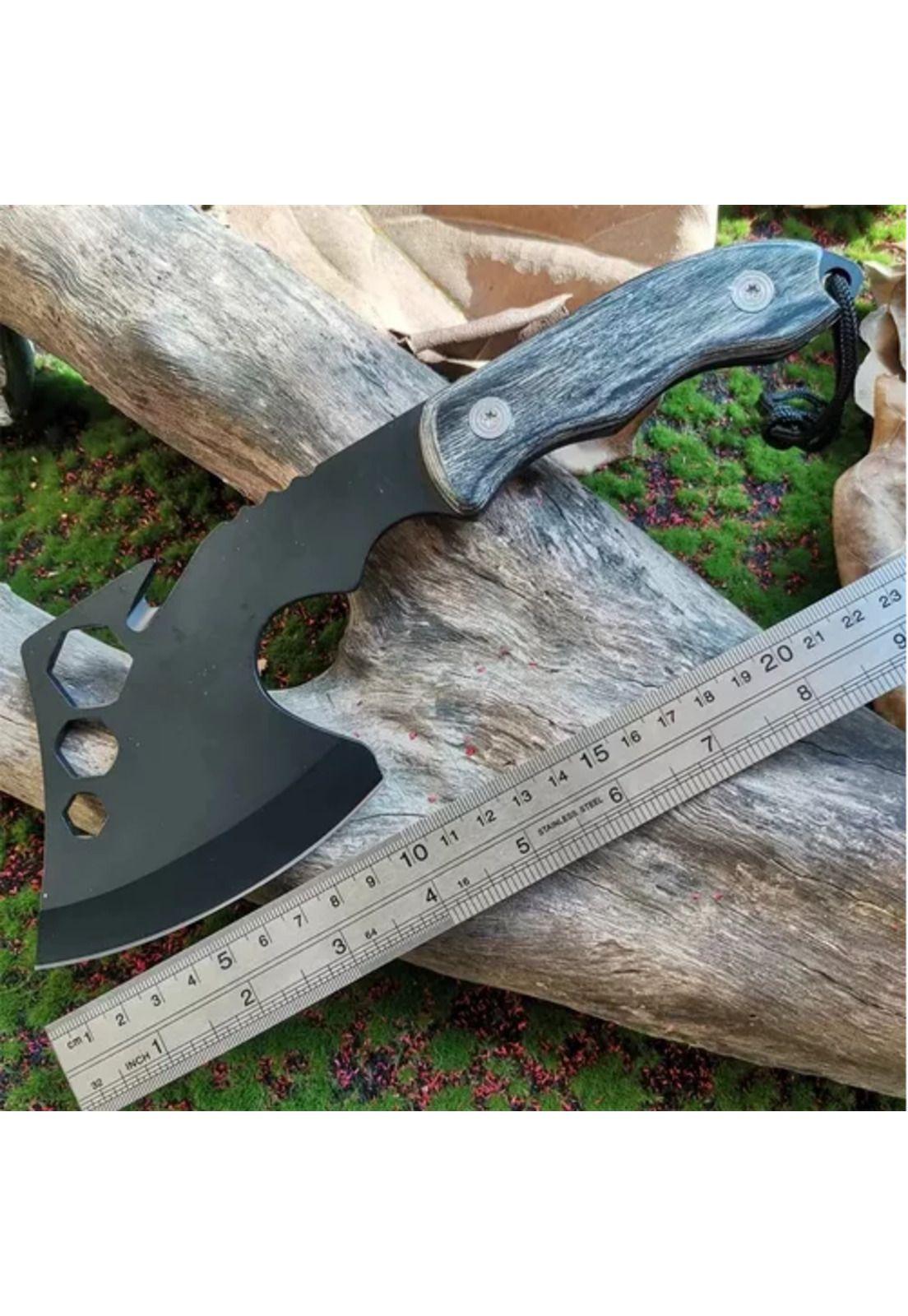 Hacha de supervivencia, cuchillo de defensa personal, color negro-2