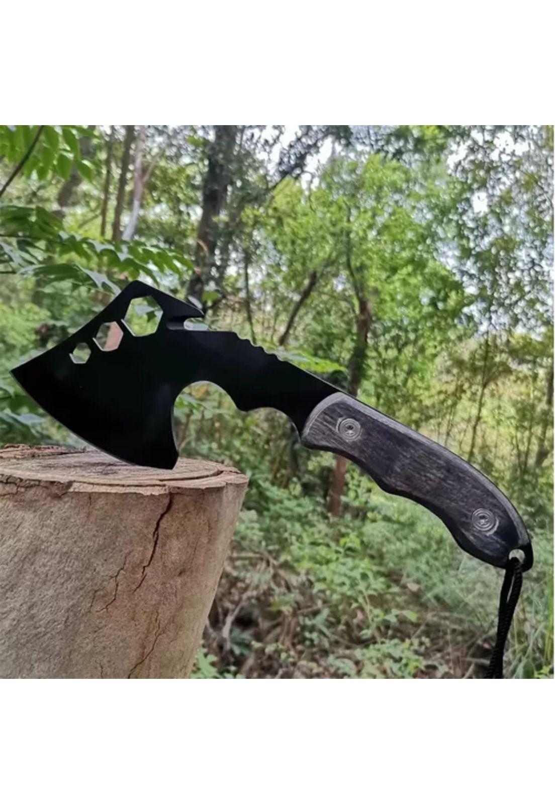 Hacha de supervivencia, cuchillo de defensa personal, color negro-4