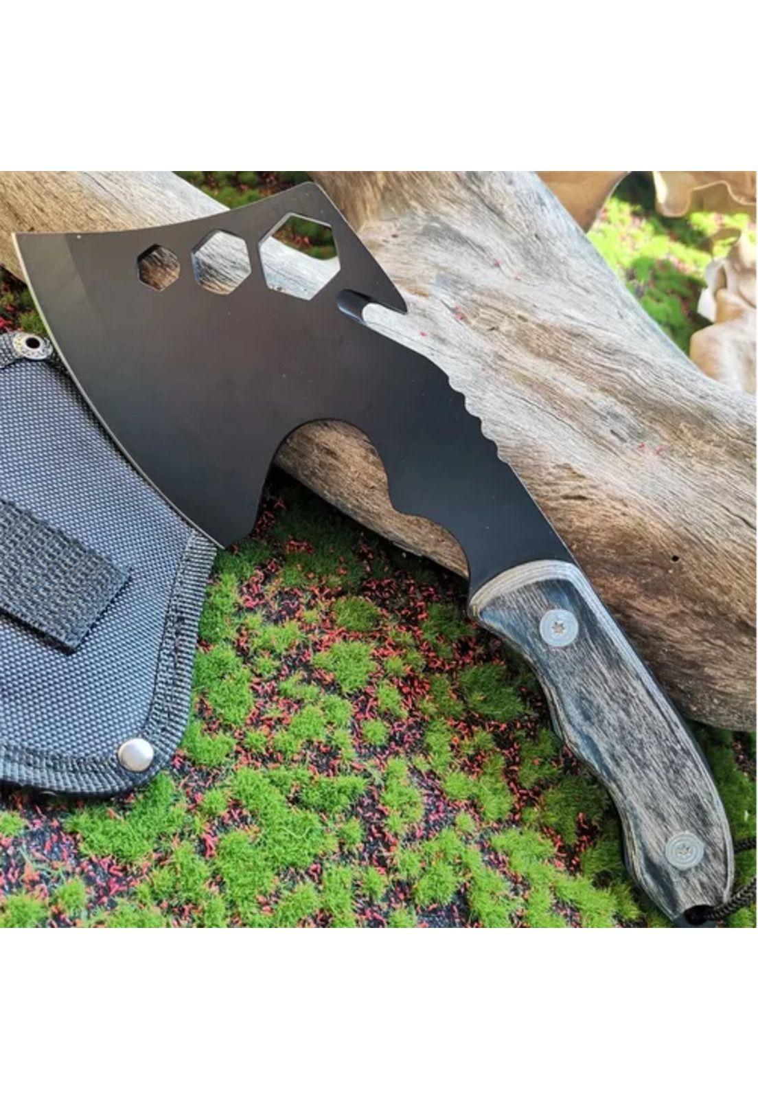 Hacha de supervivencia, cuchillo de defensa personal, color negro-6