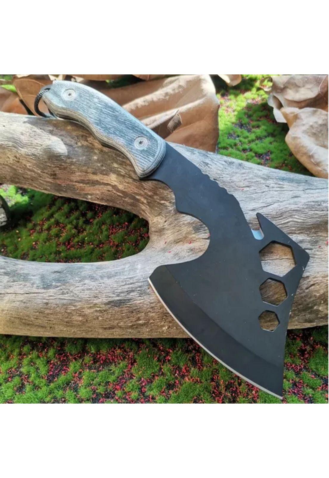 Hacha de supervivencia, cuchillo de defensa personal, color negro-7