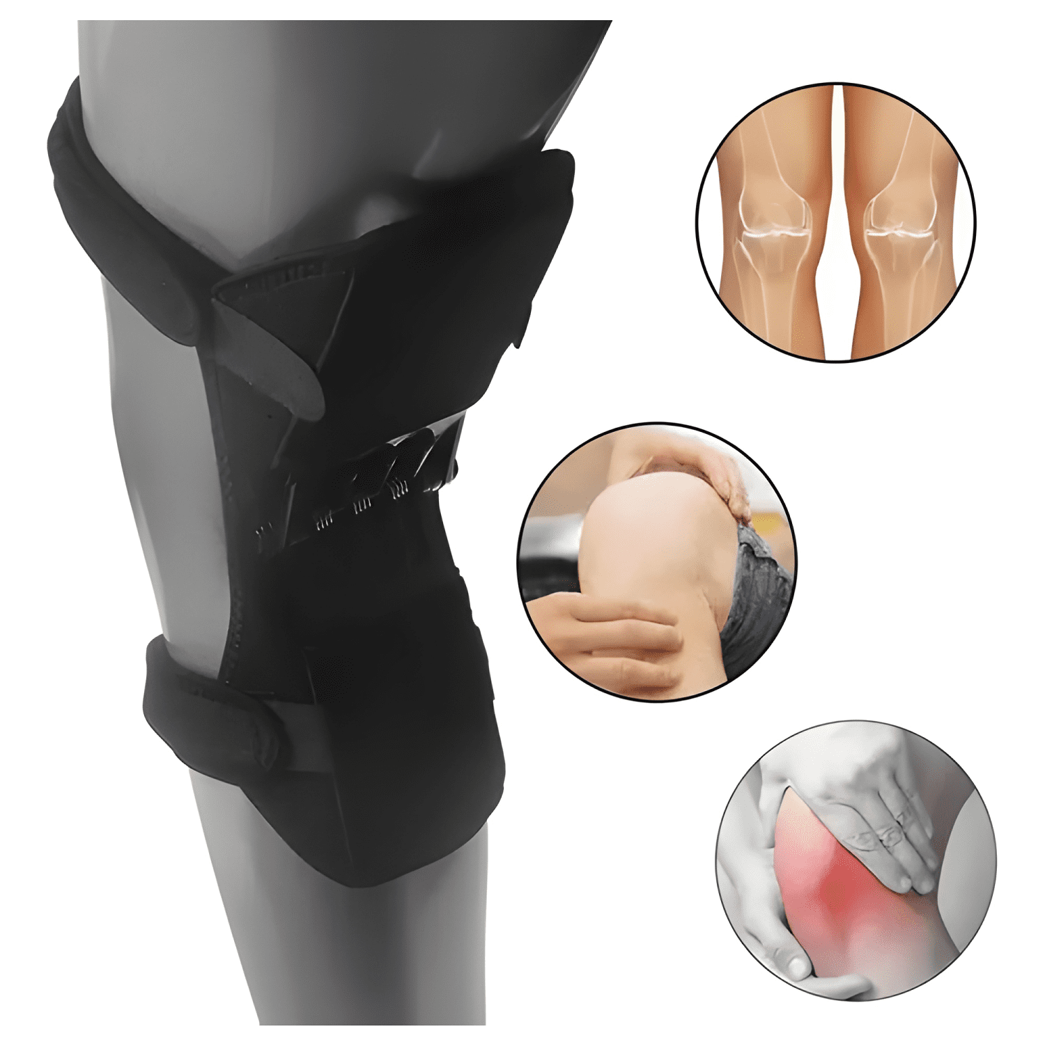 Rodillera Powerknee articulada neopreno gimnasio negra-2