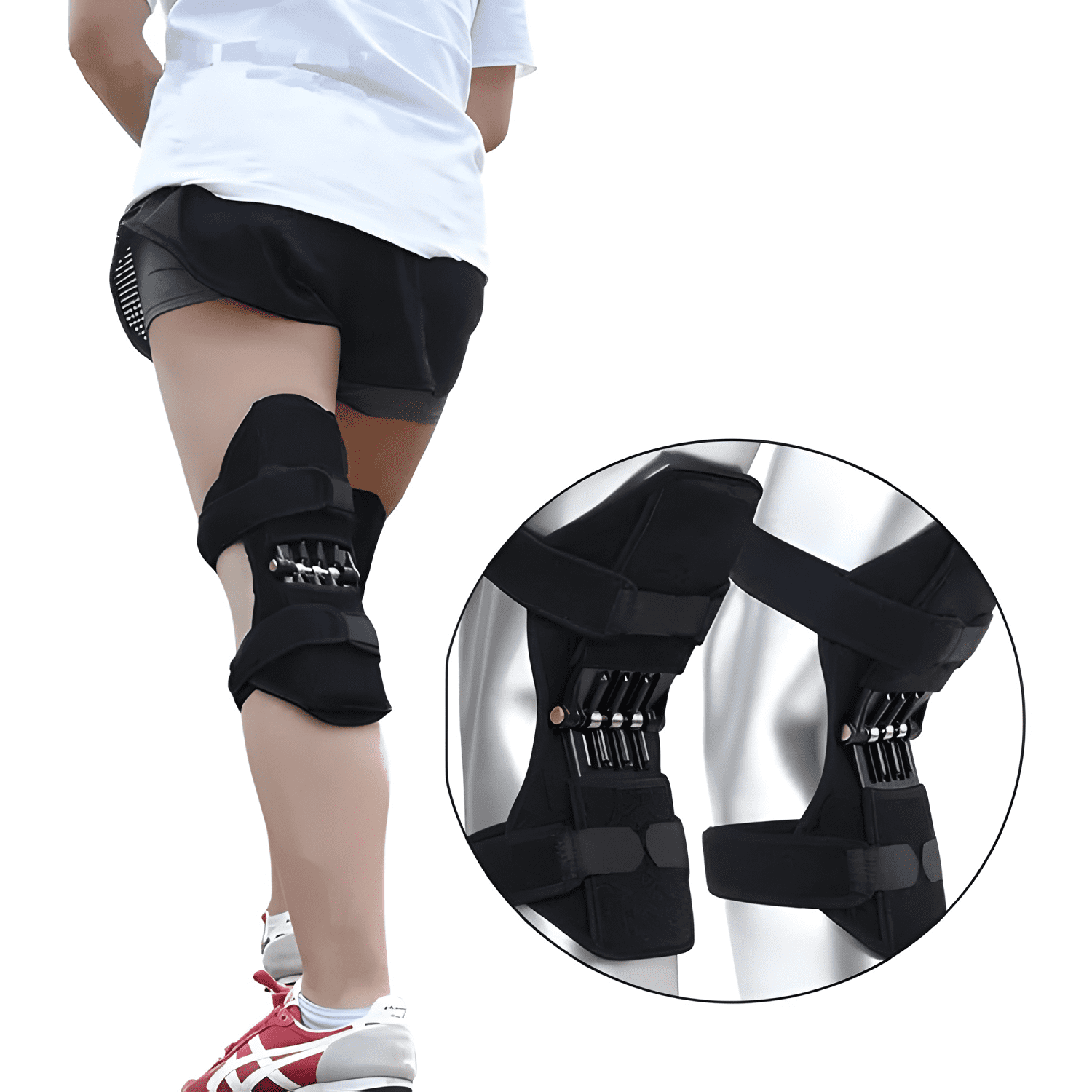 Rodillera Powerknee articulada neopreno gimnasio negra-3