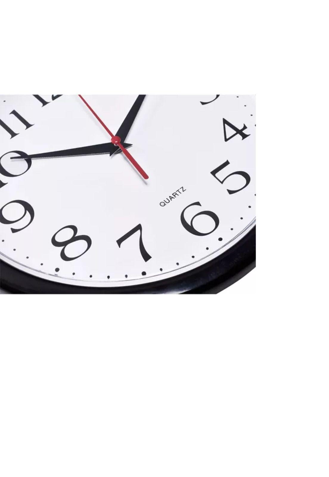 Reloj de Pared Grande Redondo 39cm Mural Decorativo Silencioso Negro y Blanco-2