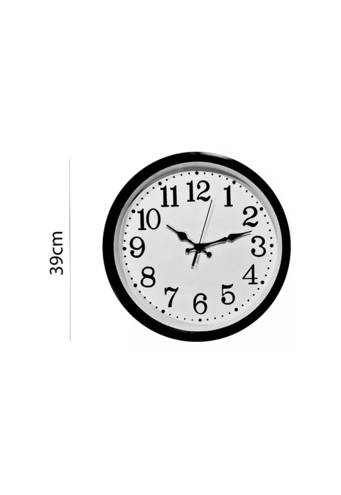 Reloj de Pared Grande Redondo 39cm Mural Decorativo Silencioso Negro y Blanco-3