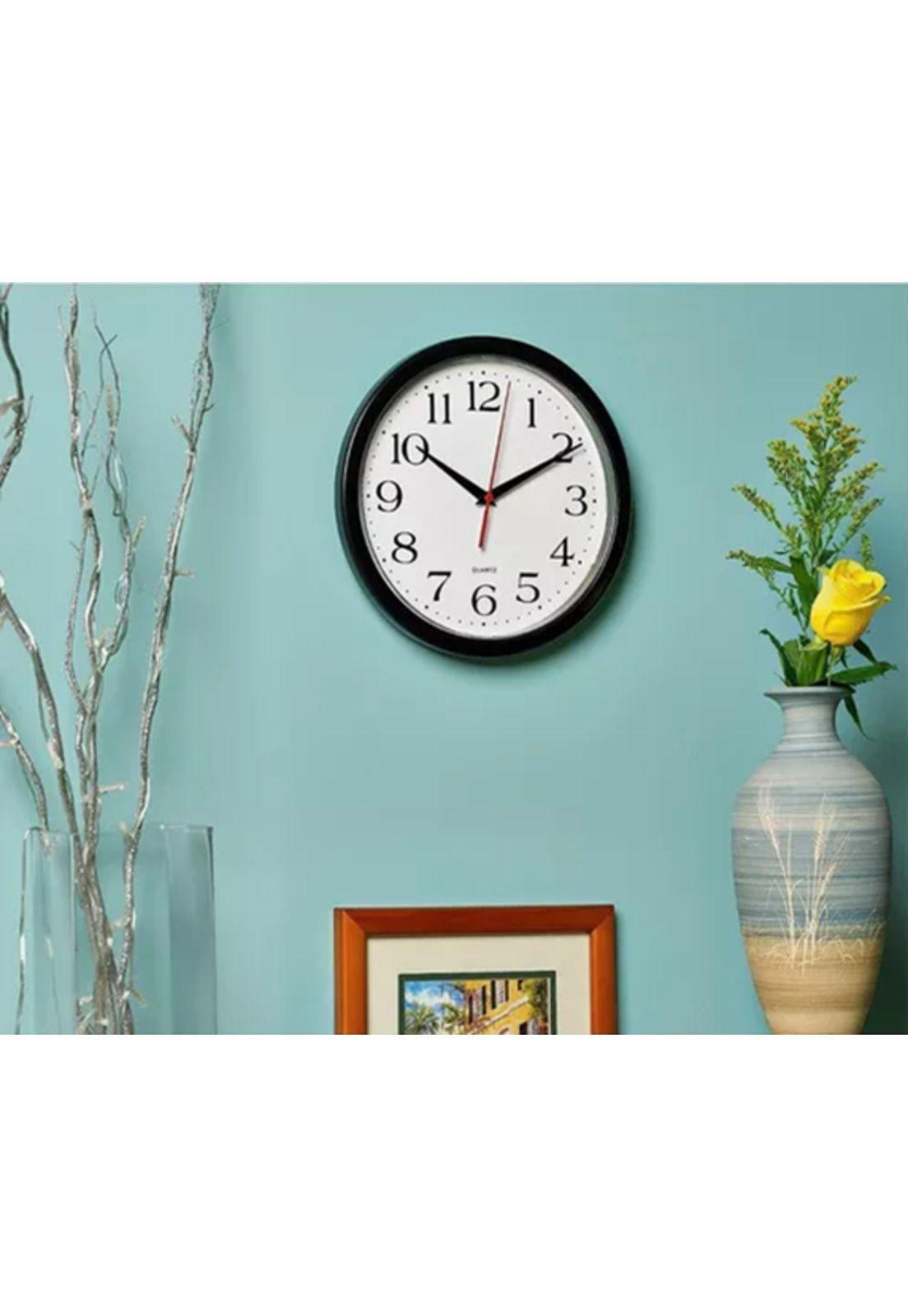 Reloj de Pared Grande Redondo 39cm Mural Decorativo Silencioso Negro y Blanco-4